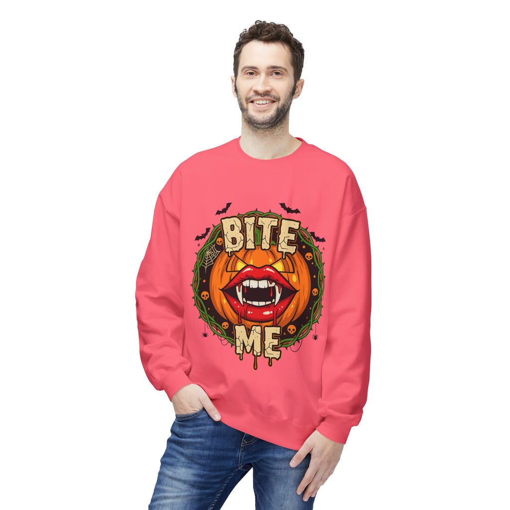 Bite Me 1 - Gothic Witch Crewneck Unisex Sweatshirt - Cozy Halloween Apparel