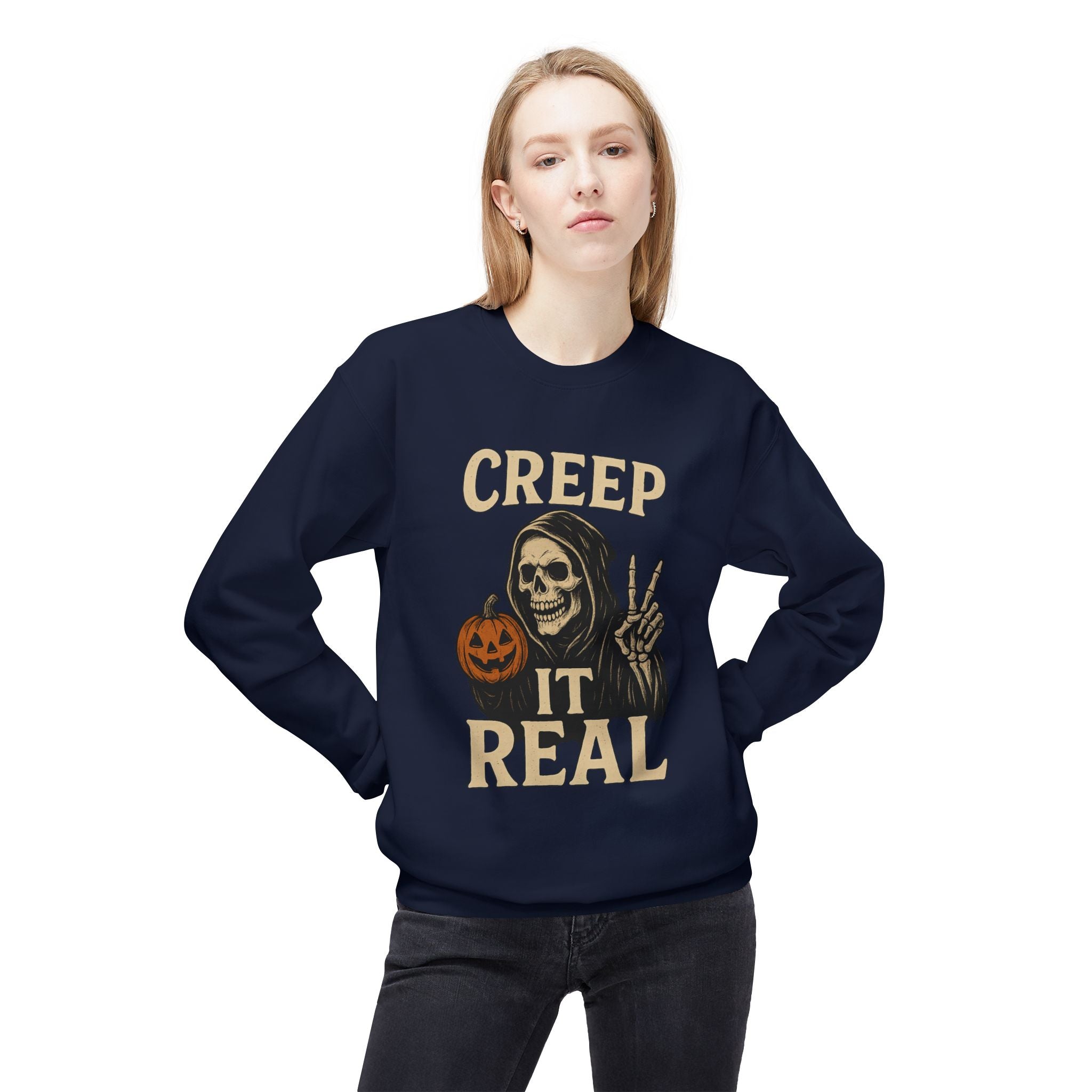 Creep It Real 1 - Crewneck Unisex Sweatshirt - Cozy Halloween Apparel