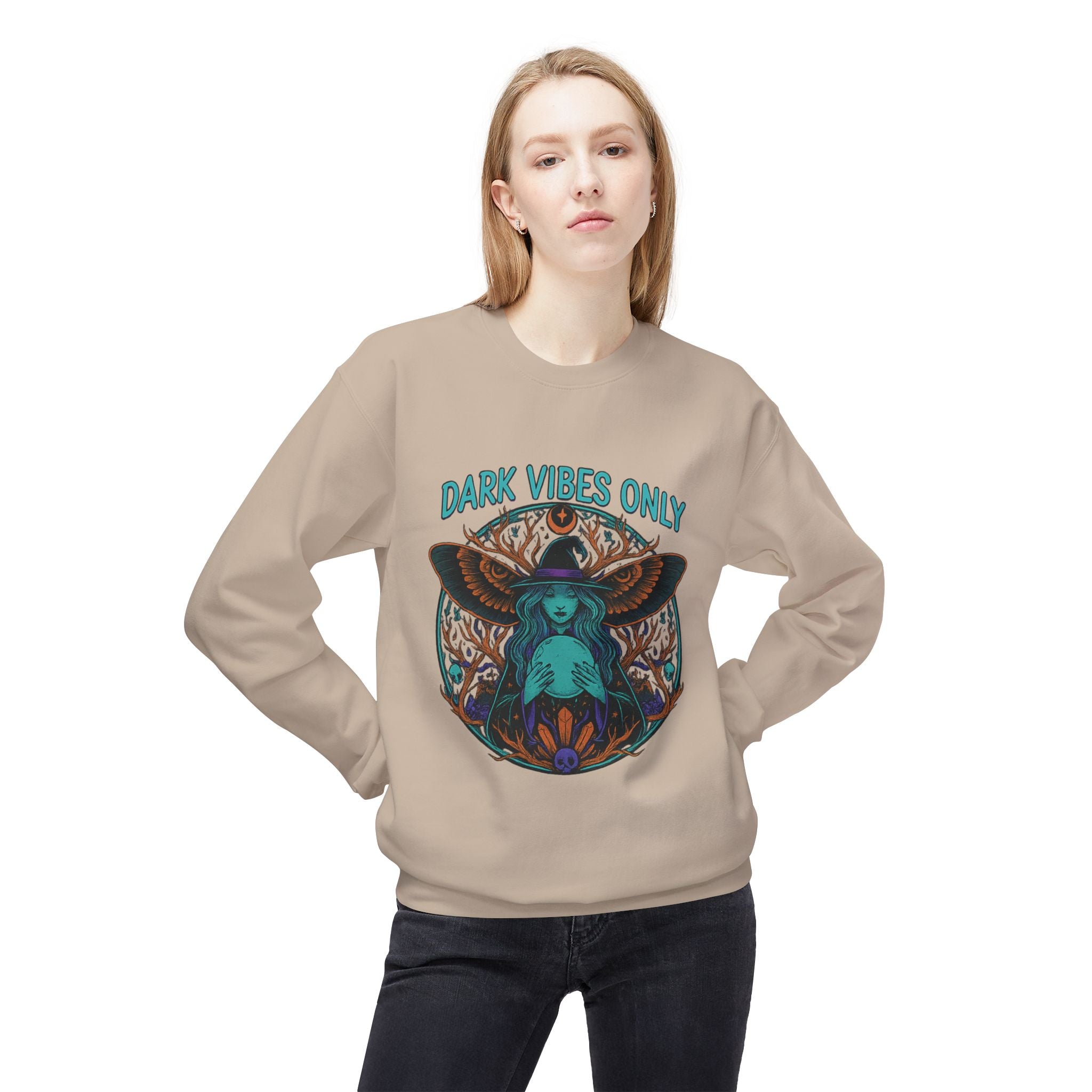 Dark Vibes Only 1 - Crewneck Unisex Sweatshirt - Cozy Halloween Apparel