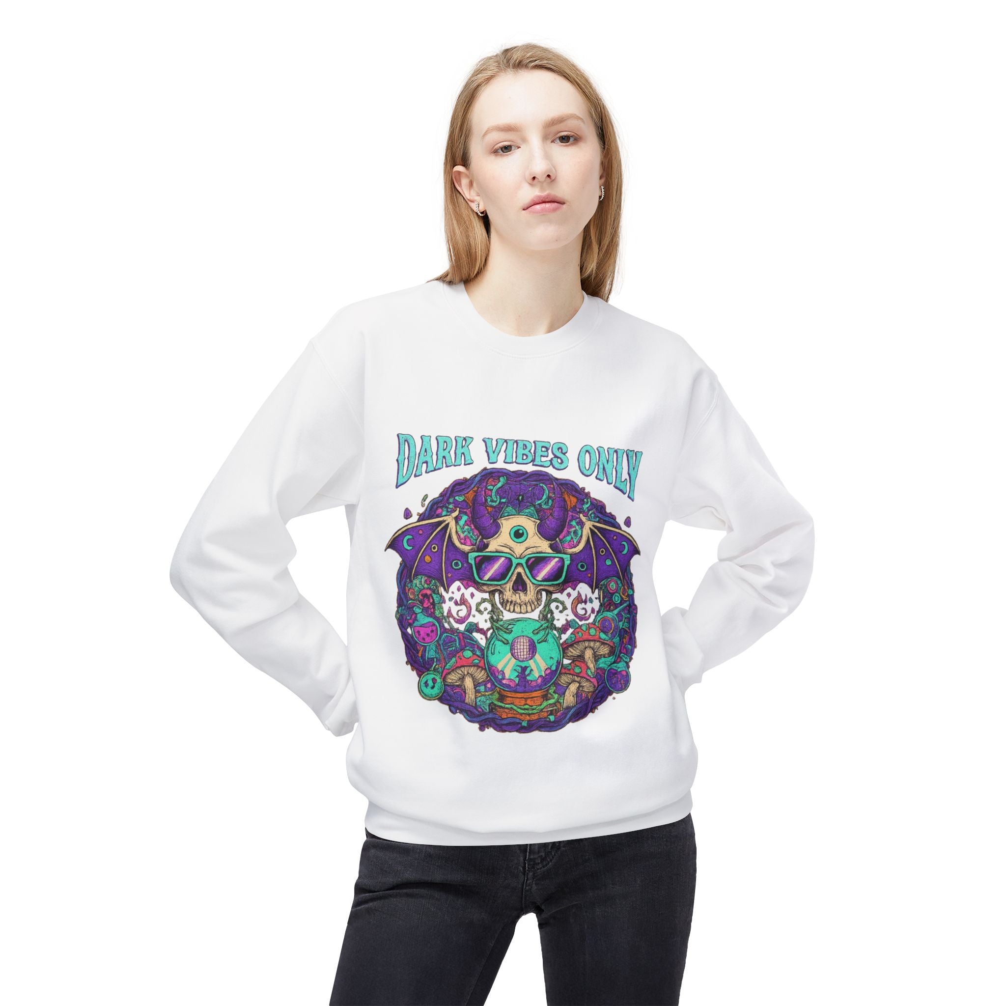 Dark Vibes Only 2 - Crewneck Unisex Sweatshirt - Cozy Halloween Apparel