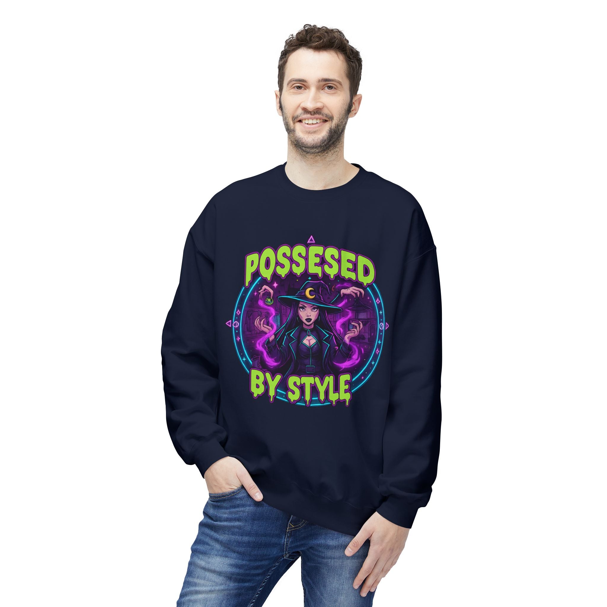 Possessed by Style 2 - Crewneck Unisex Sweatshirt - Cozy Halloween Apparel