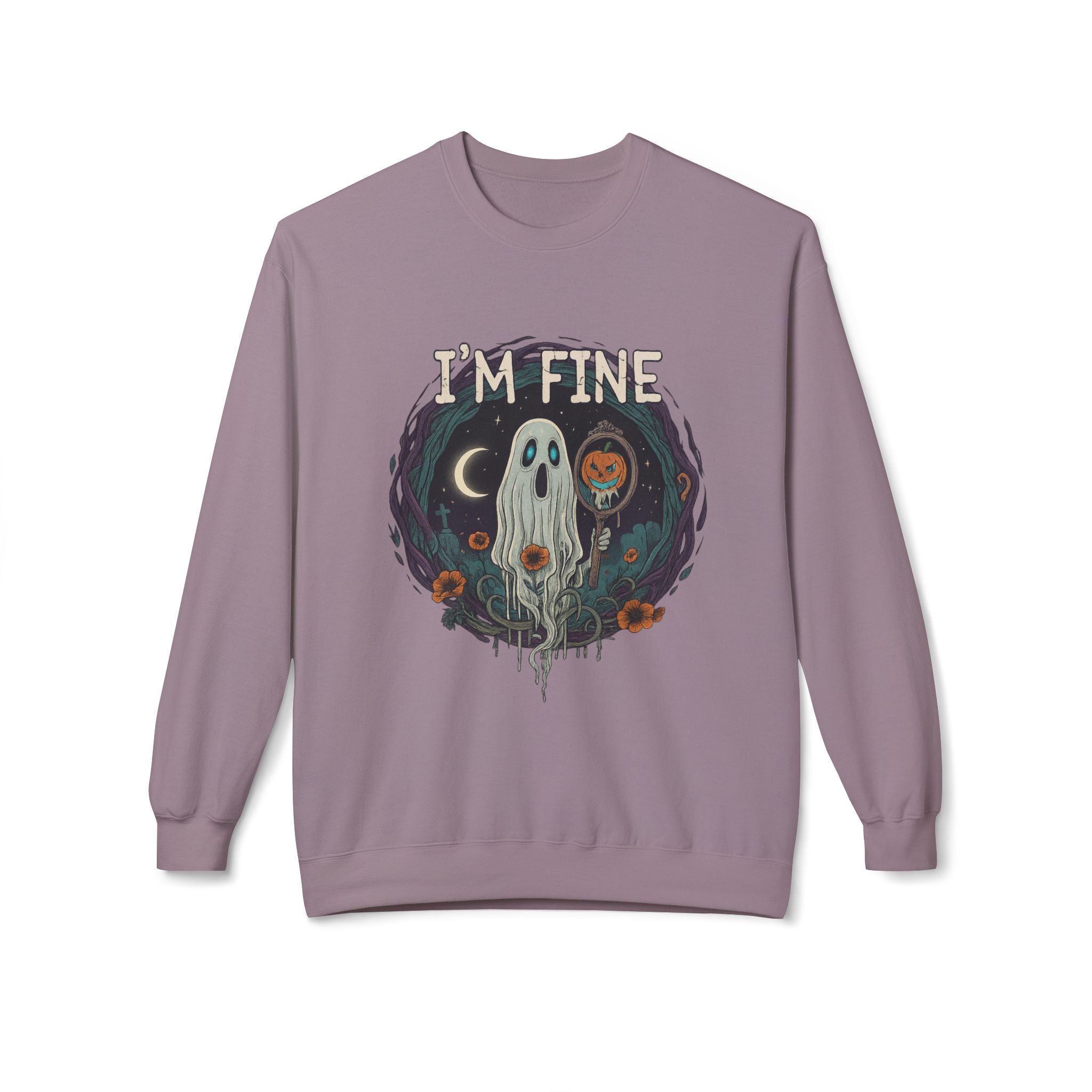 I'm Fine 2 - Crewneck Unisex Sweatshirt - Cozy Halloween Apparel