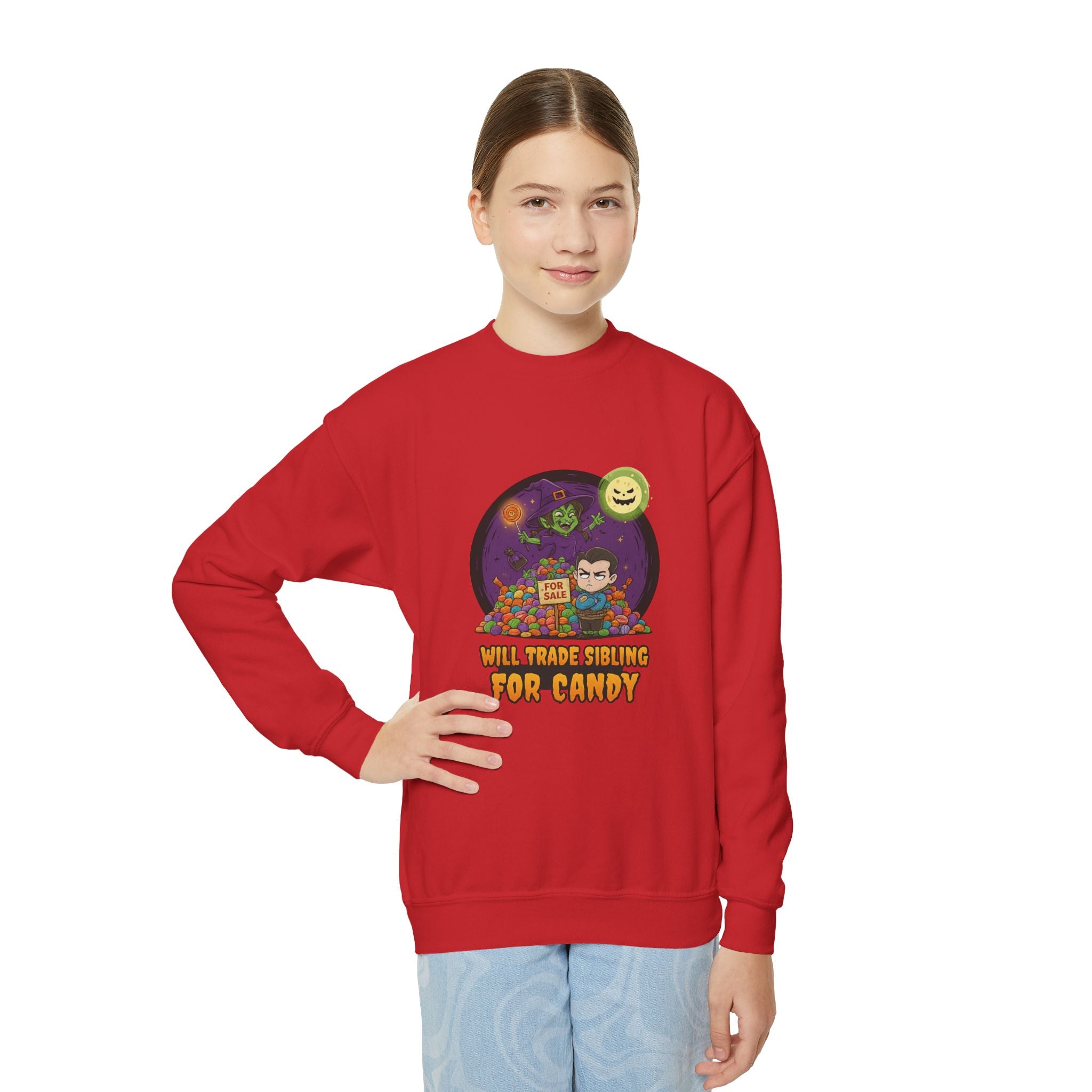 Will Trade Sibling for Candy 2, Fun Halloween Sweatshirt, Cute Kids Sweatshirt