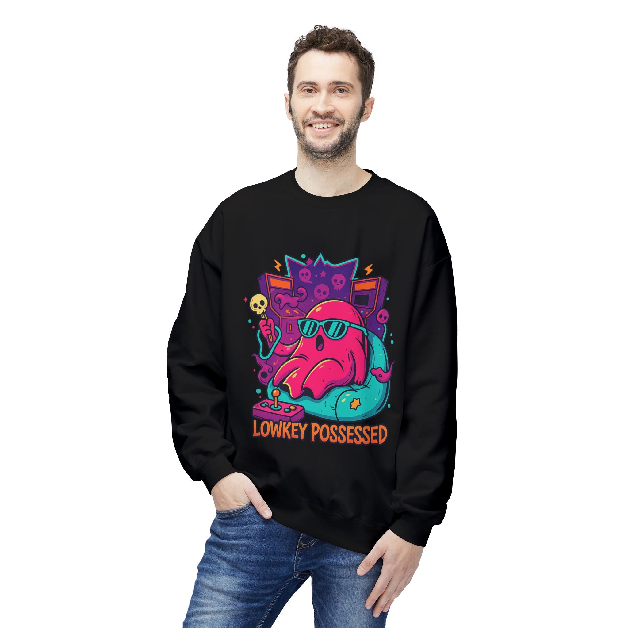 Lowkey Possessed 2 - Crewneck Unisex Sweatshirt - Cozy Halloween Apparel