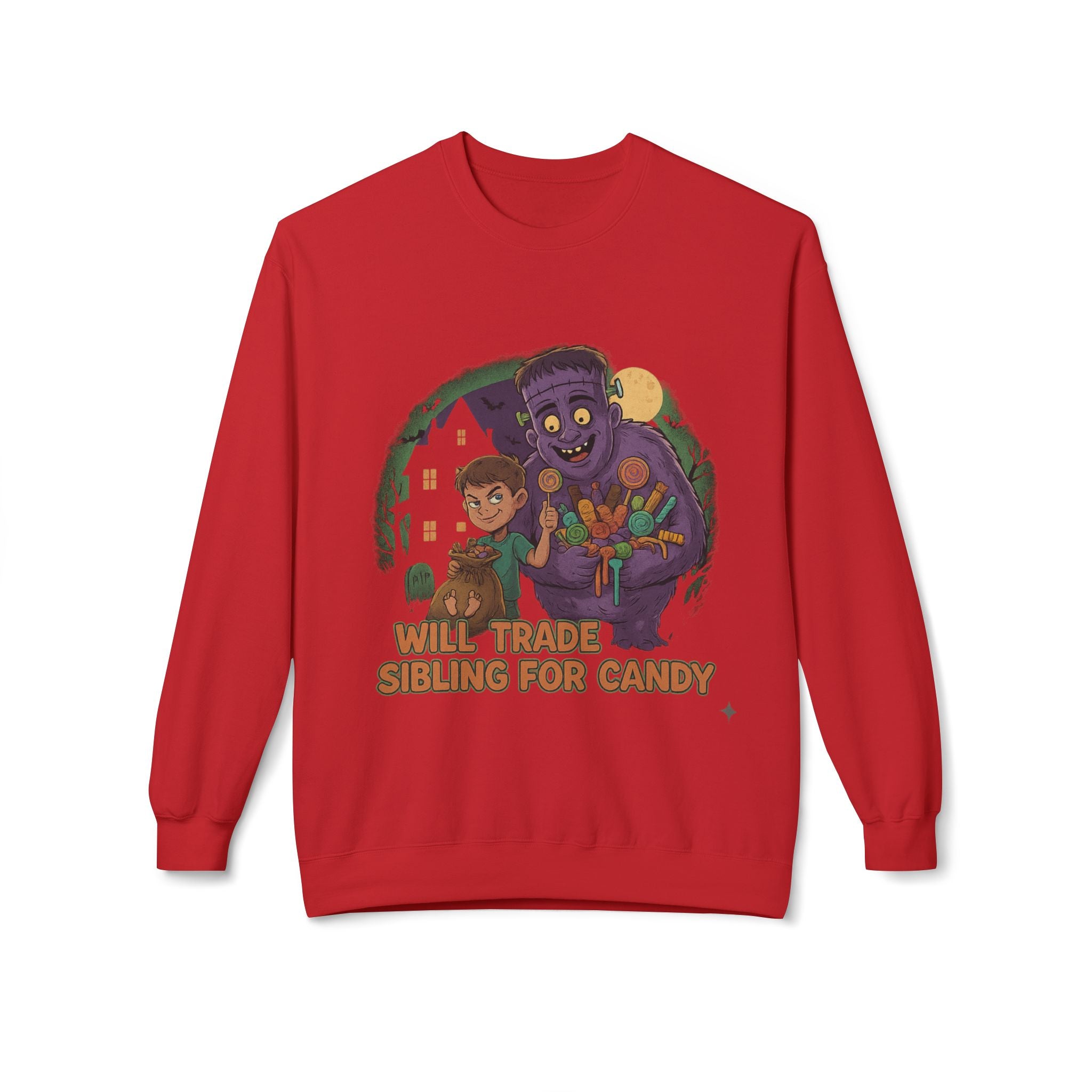 Will Trade Sibling for Candy 1 - Crewneck Unisex Sweatshirt - Cozy Halloween Apparel