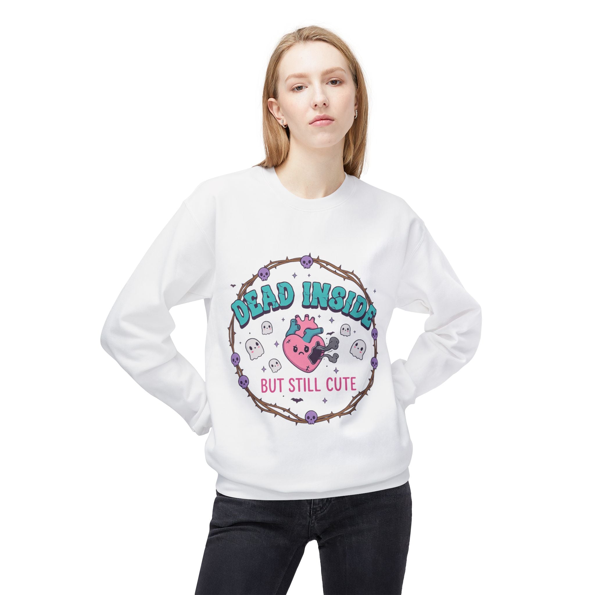 Dead Inside, But Still Cute 1- Crewneck Unisex Sweatshirt - Cozy Halloween Apparel