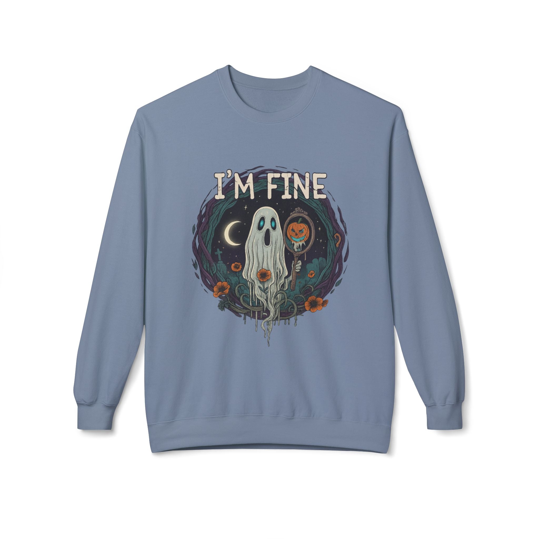 I'm Fine 2 - Crewneck Unisex Sweatshirt - Cozy Halloween Apparel