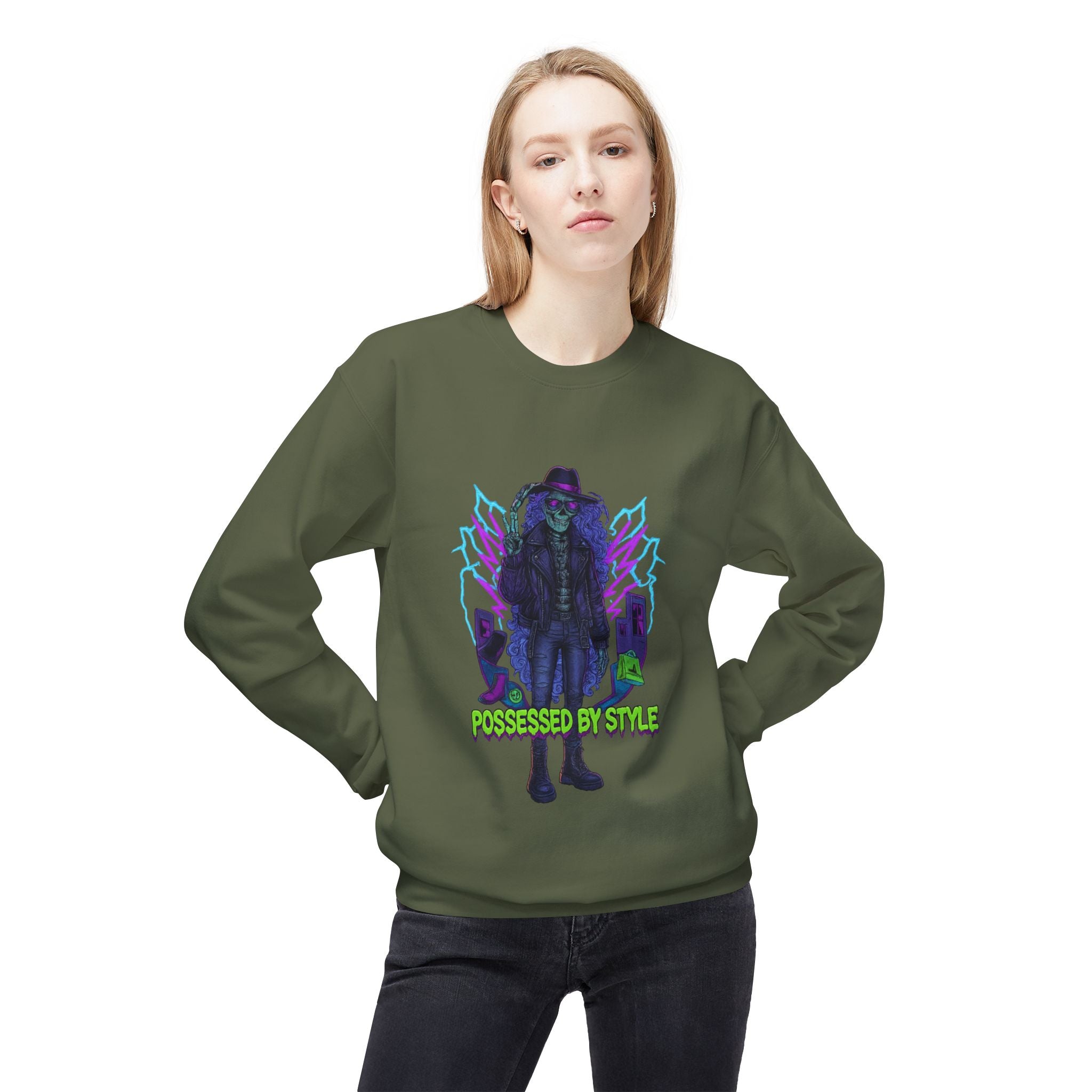 Possessed by Style 1 - Crewneck Unisex Sweatshirt - Cozy Halloween Apparel