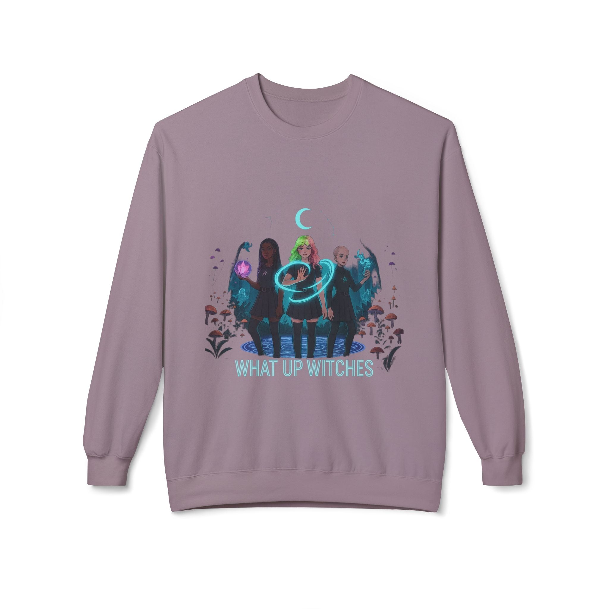 What Up Witches 3 - Crewneck Unisex Sweatshirt - Cozy Halloween Apparel