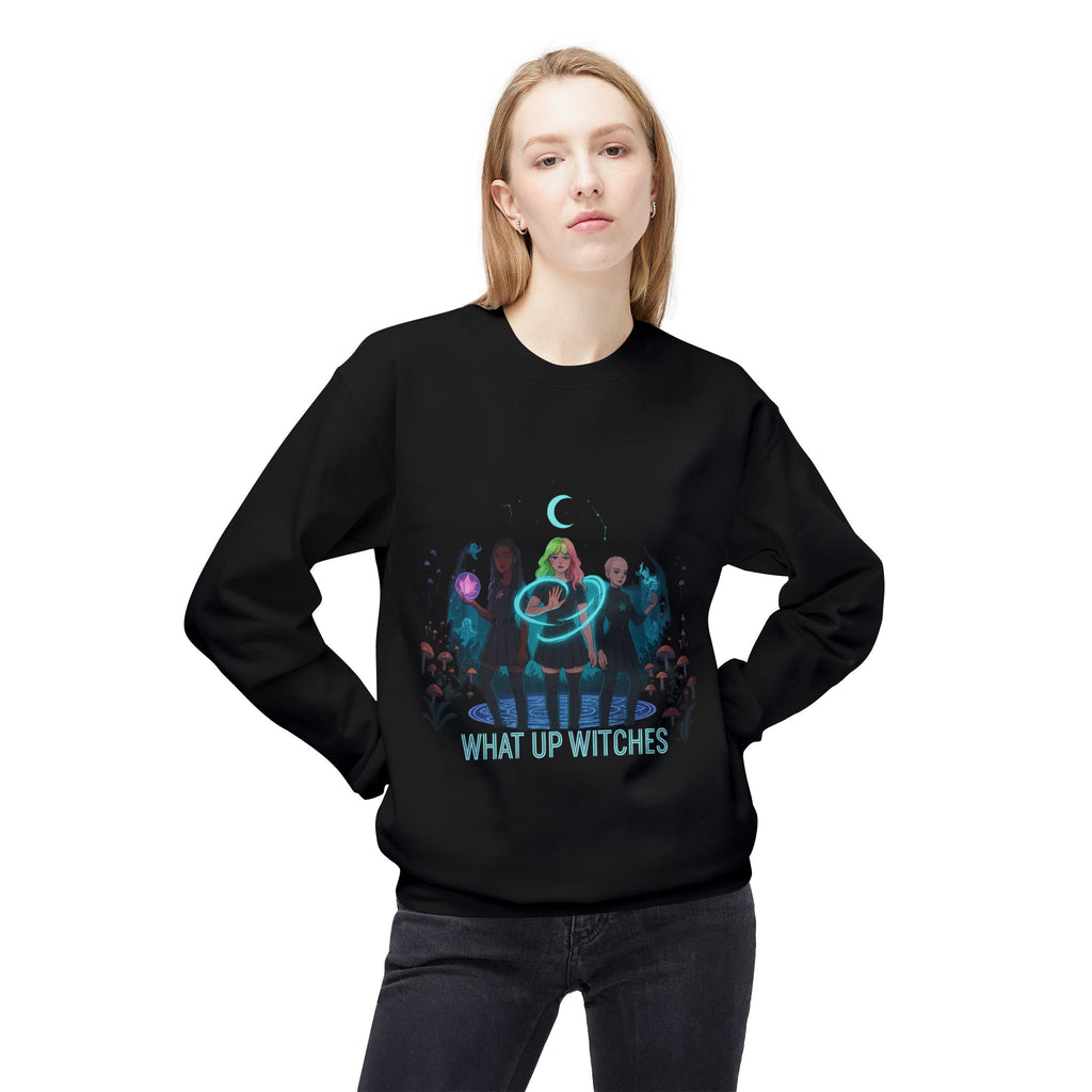 What Up Witches 3 - Crewneck Unisex Sweatshirt - Cozy Halloween Apparel