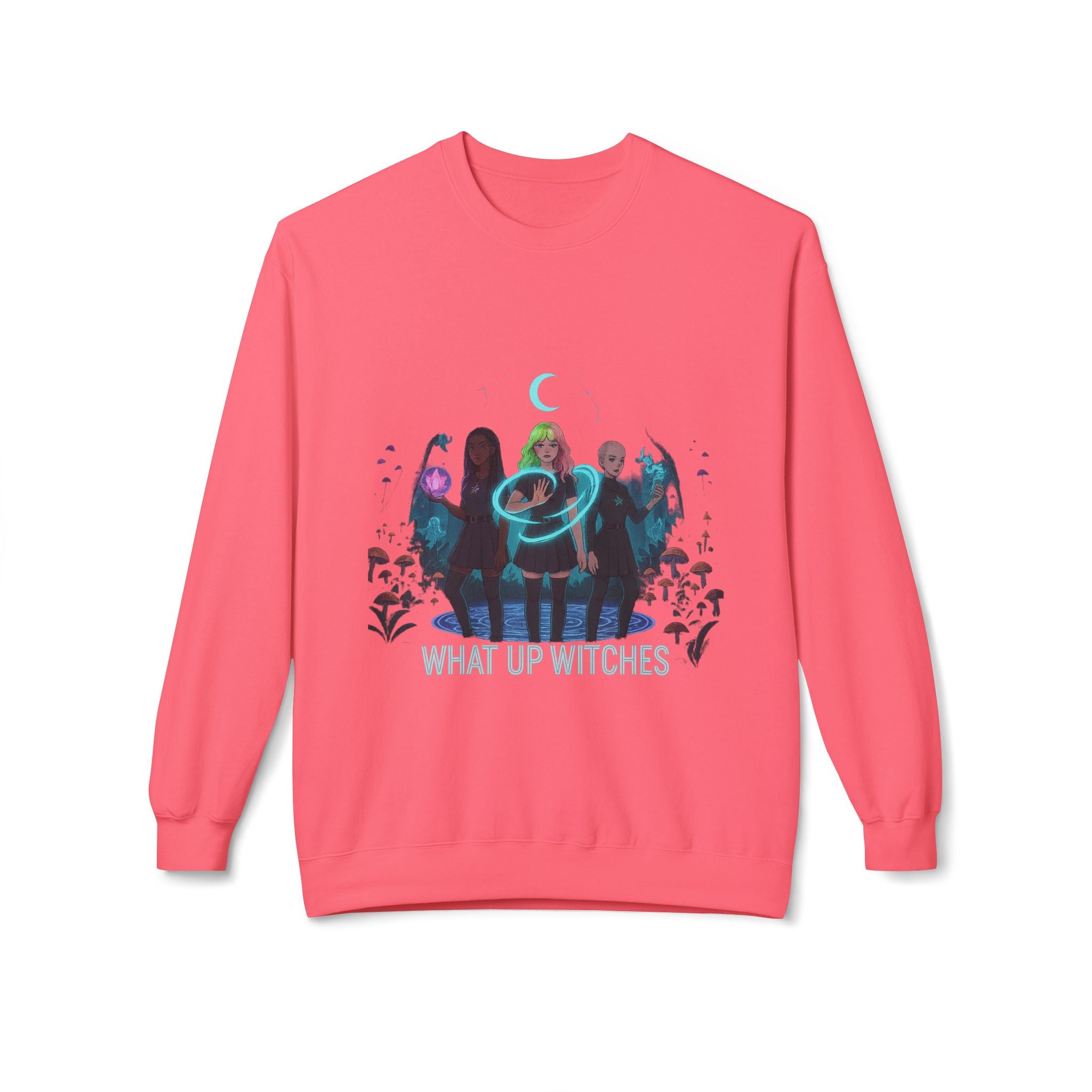 What Up Witches 3 - Crewneck Unisex Sweatshirt - Cozy Halloween Apparel