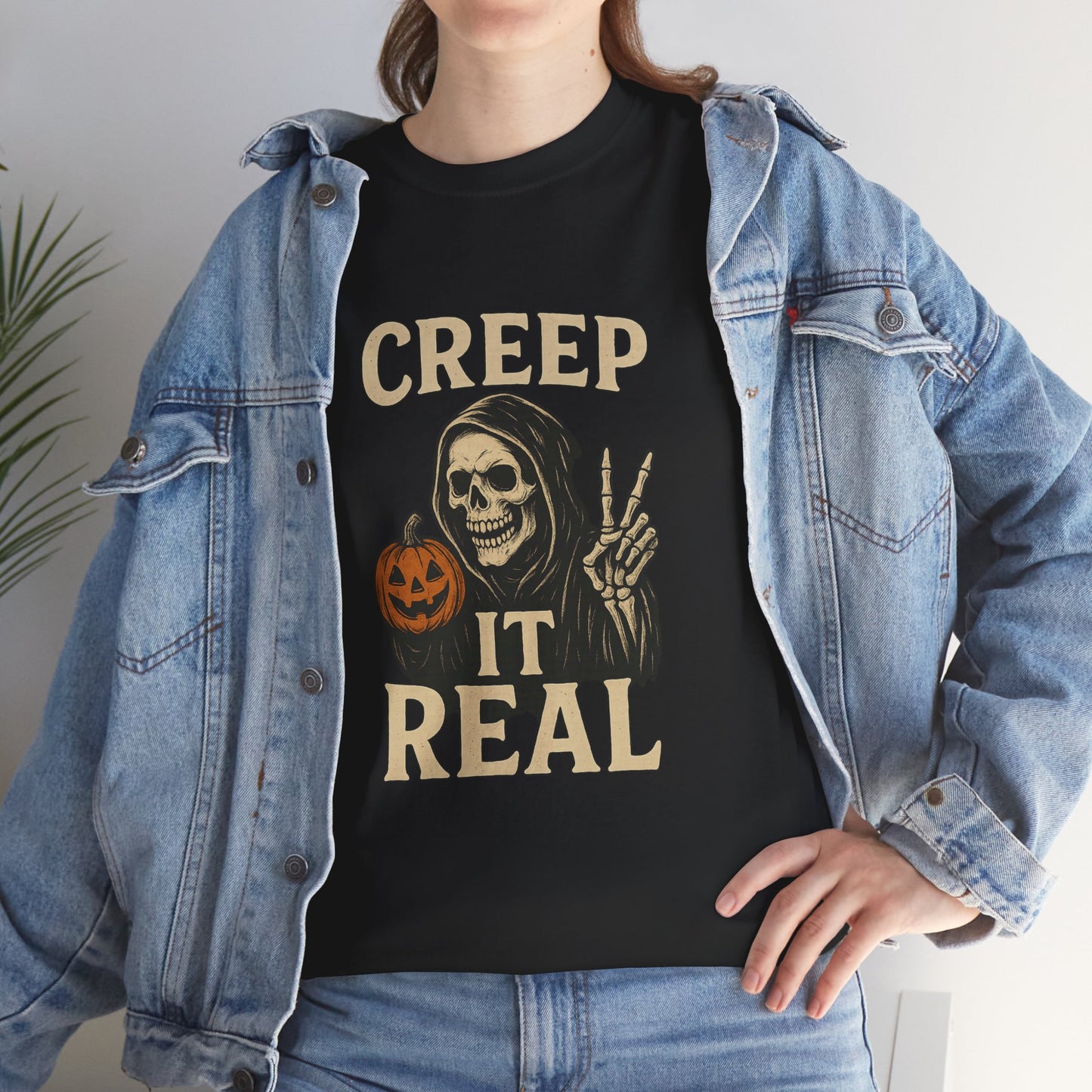 Creep It Real T-Shirt, Halloween Skull Graphic Tee, Unisex Cotton Shirt