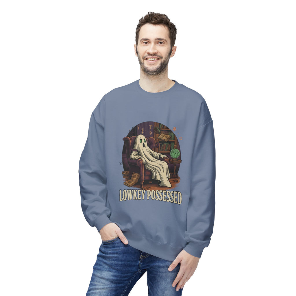 Lowkey Possessed 1 - Crewneck Unisex Sweatshirt - Cozy Halloween Apparel
