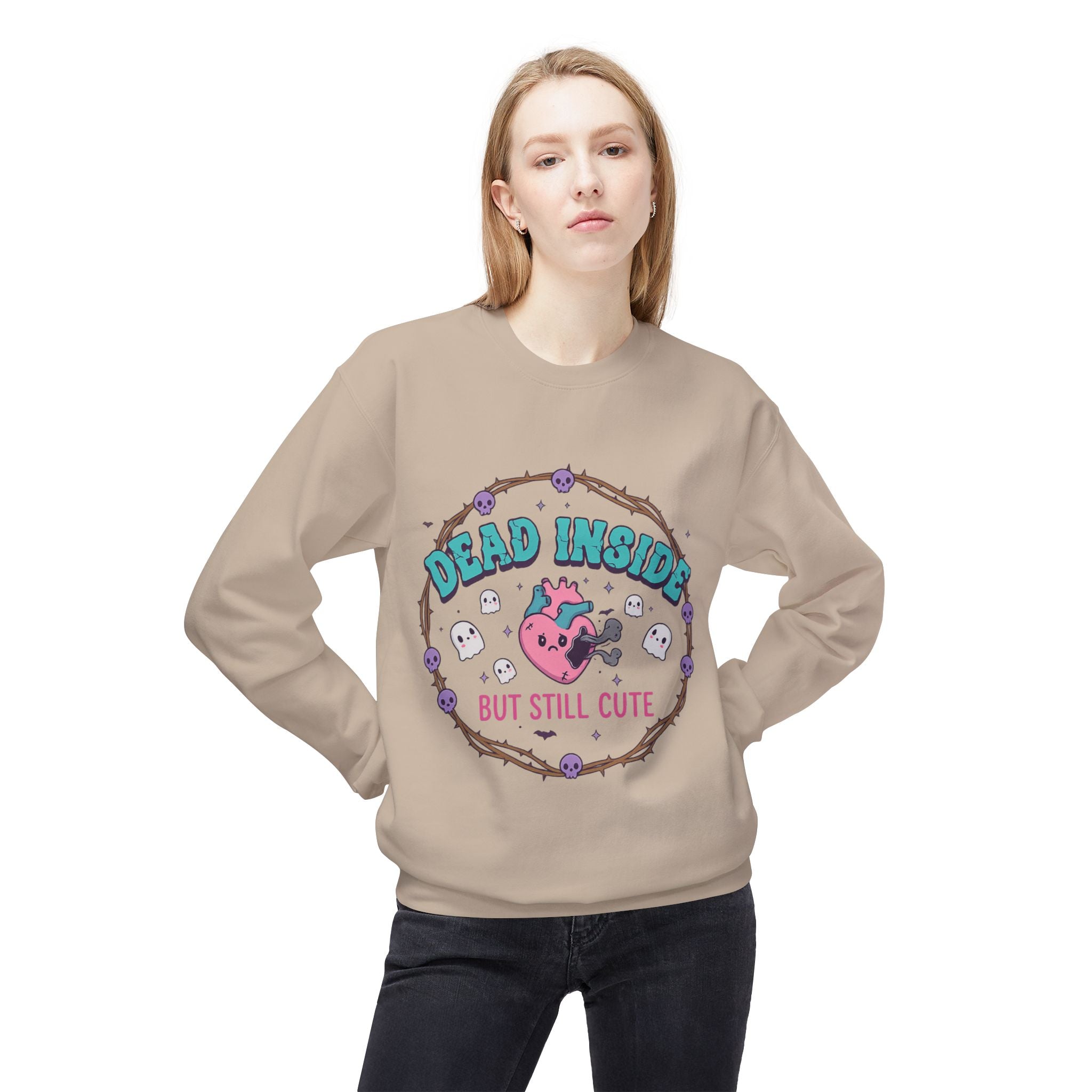 Dead Inside, But Still Cute 1- Crewneck Unisex Sweatshirt - Cozy Halloween Apparel