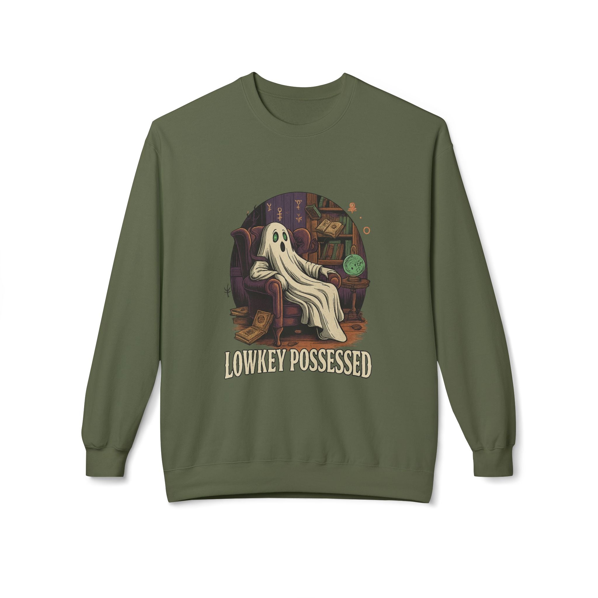 Lowkey Possessed 1 - Crewneck Unisex Sweatshirt - Cozy Halloween Apparel