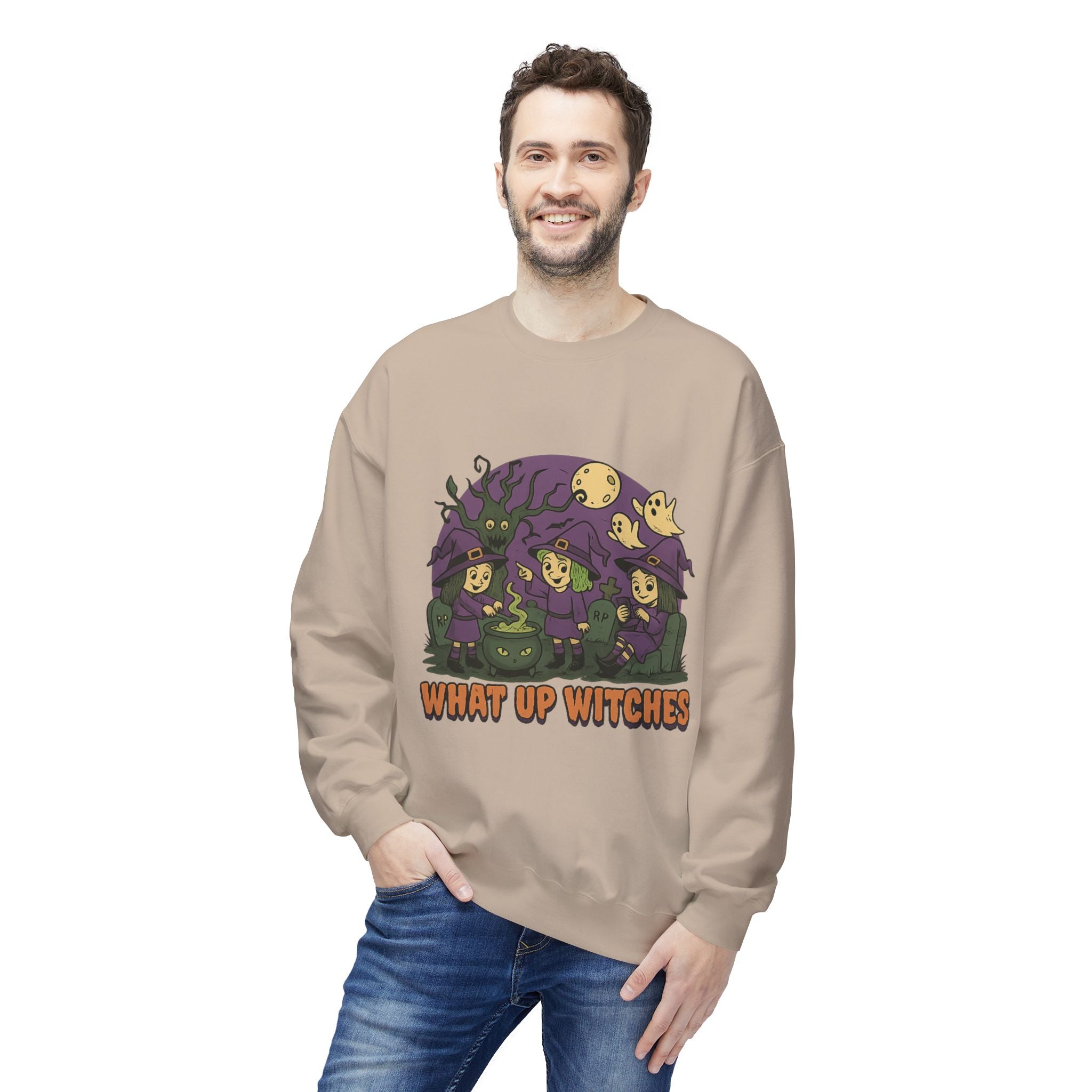 What Up Witches 2.2 - Crewneck Unisex Sweatshirt - Cozy Halloween Apparel