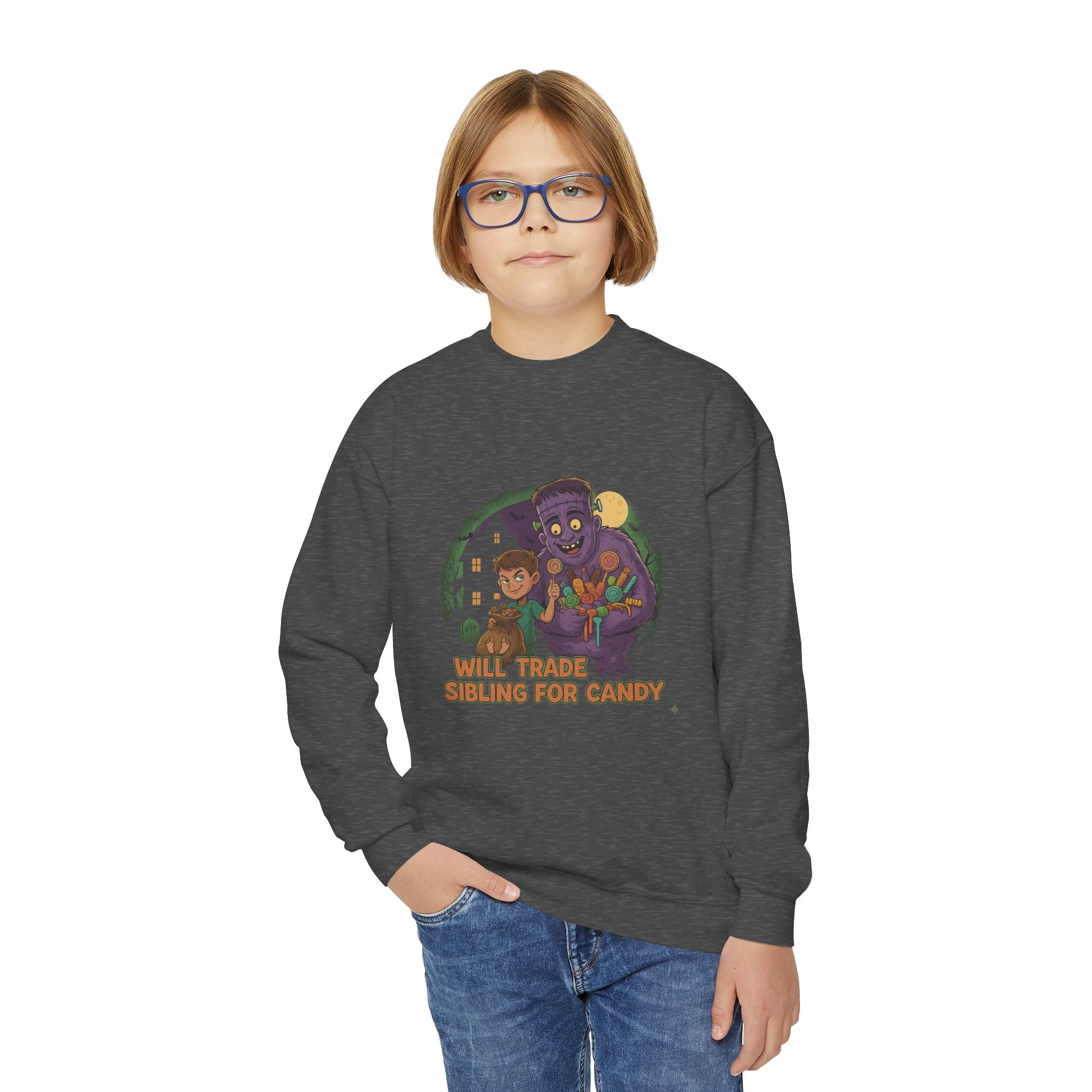 Will Trade Sibling for Candy 1 , Funny Teen Apparel, Cute Sweatshirt, Unique Gift for Kids,