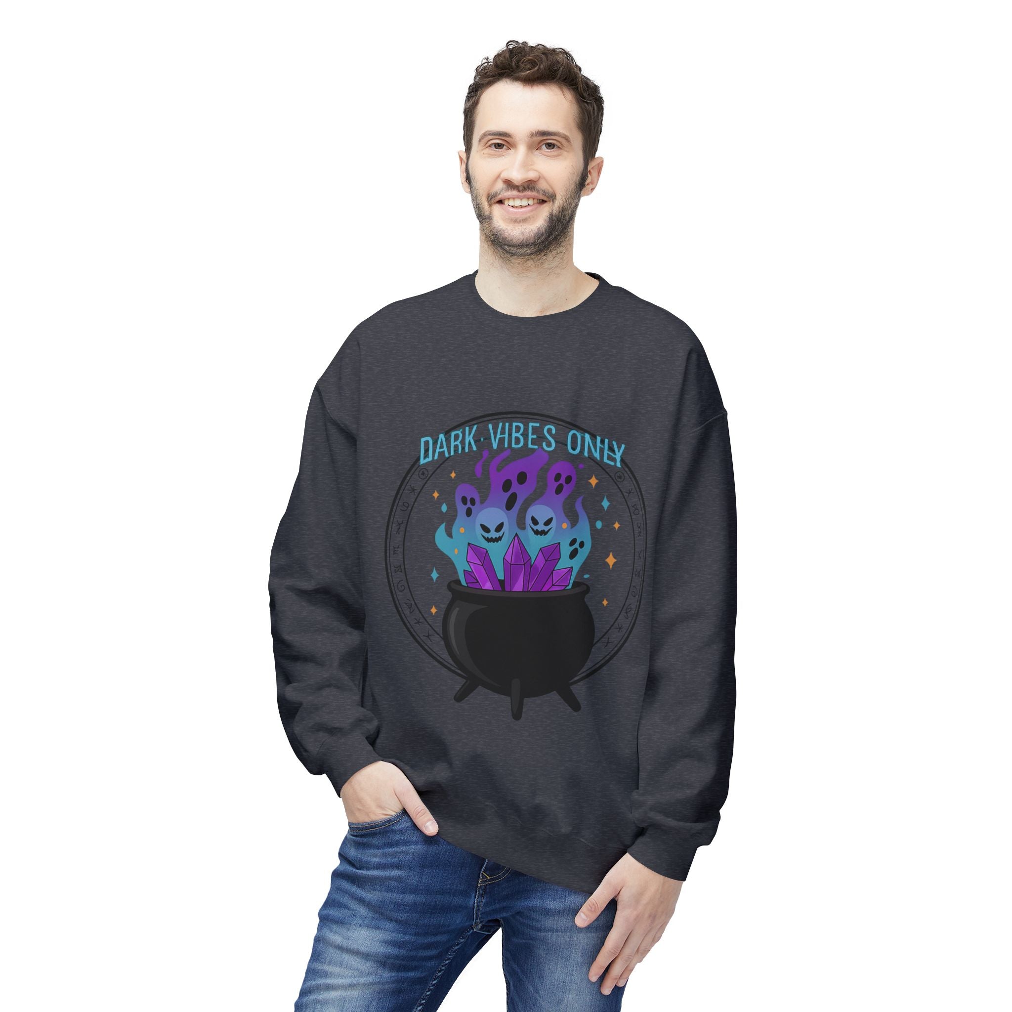 Dark Vibes Only 3.2 - Crewneck Unisex Sweatshirt - Cozy Halloween Apparel