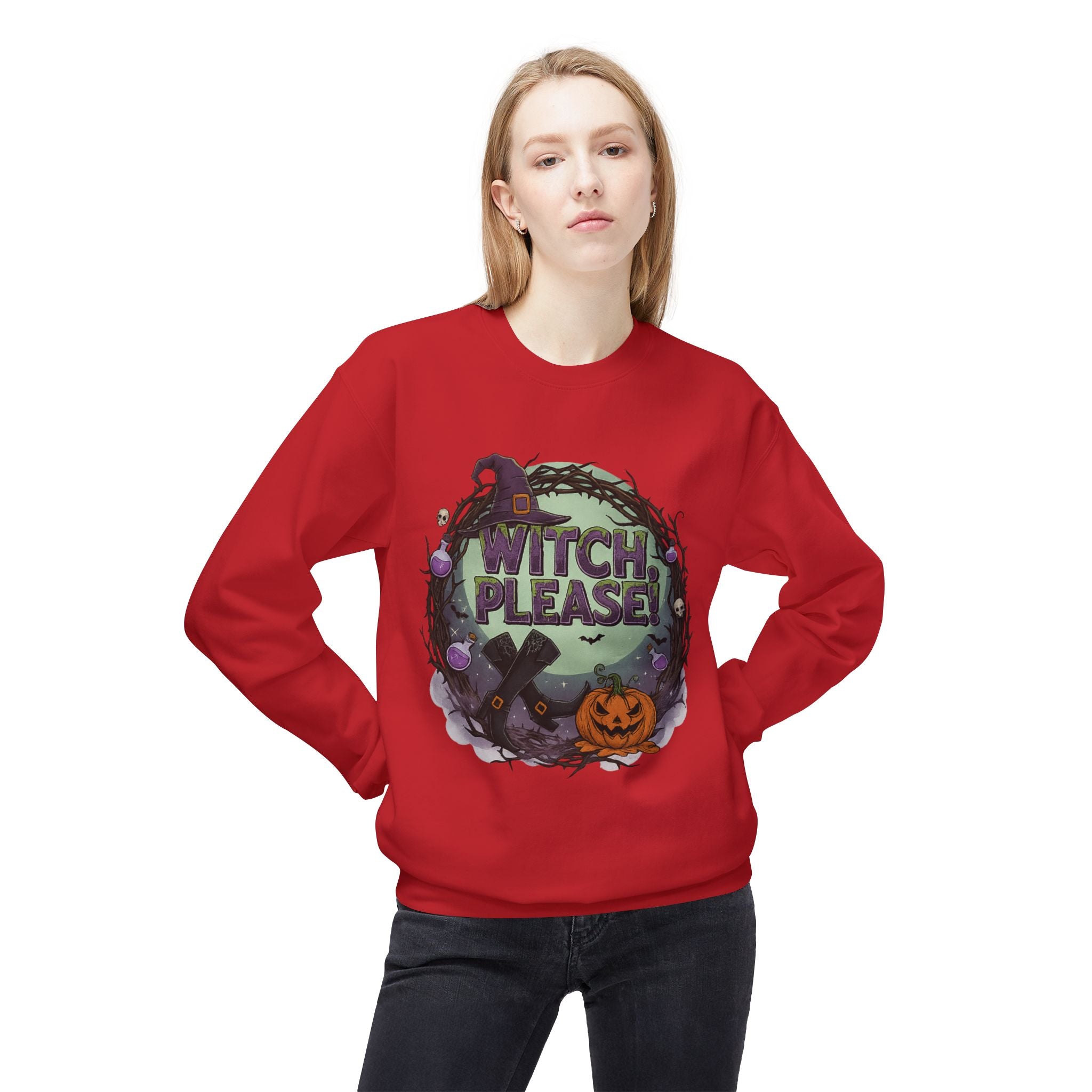 Witch, Please! 1 - Crewneck Unisex Sweatshirt - Cozy Halloween Apparel