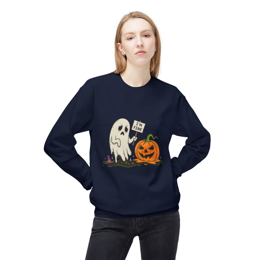 I'm Fine 1 - Crewneck Unisex Sweatshirt - Cozy Halloween Apparel
