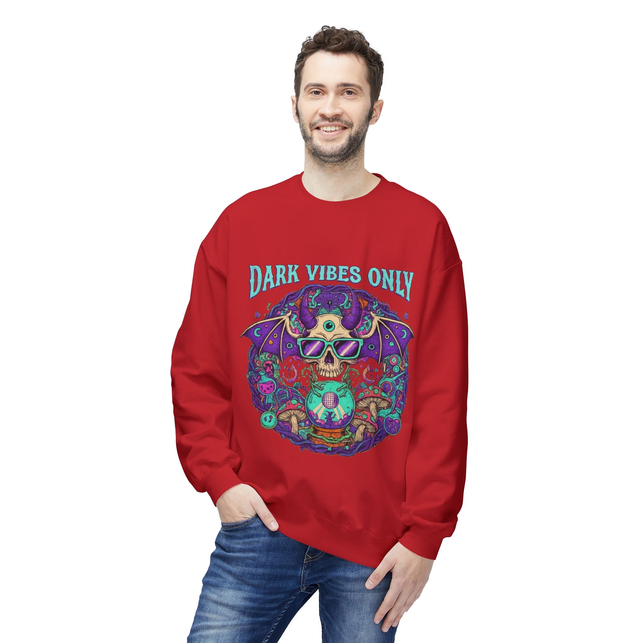 Dark Vibes Only 2 - Crewneck Unisex Sweatshirt - Cozy Halloween Apparel