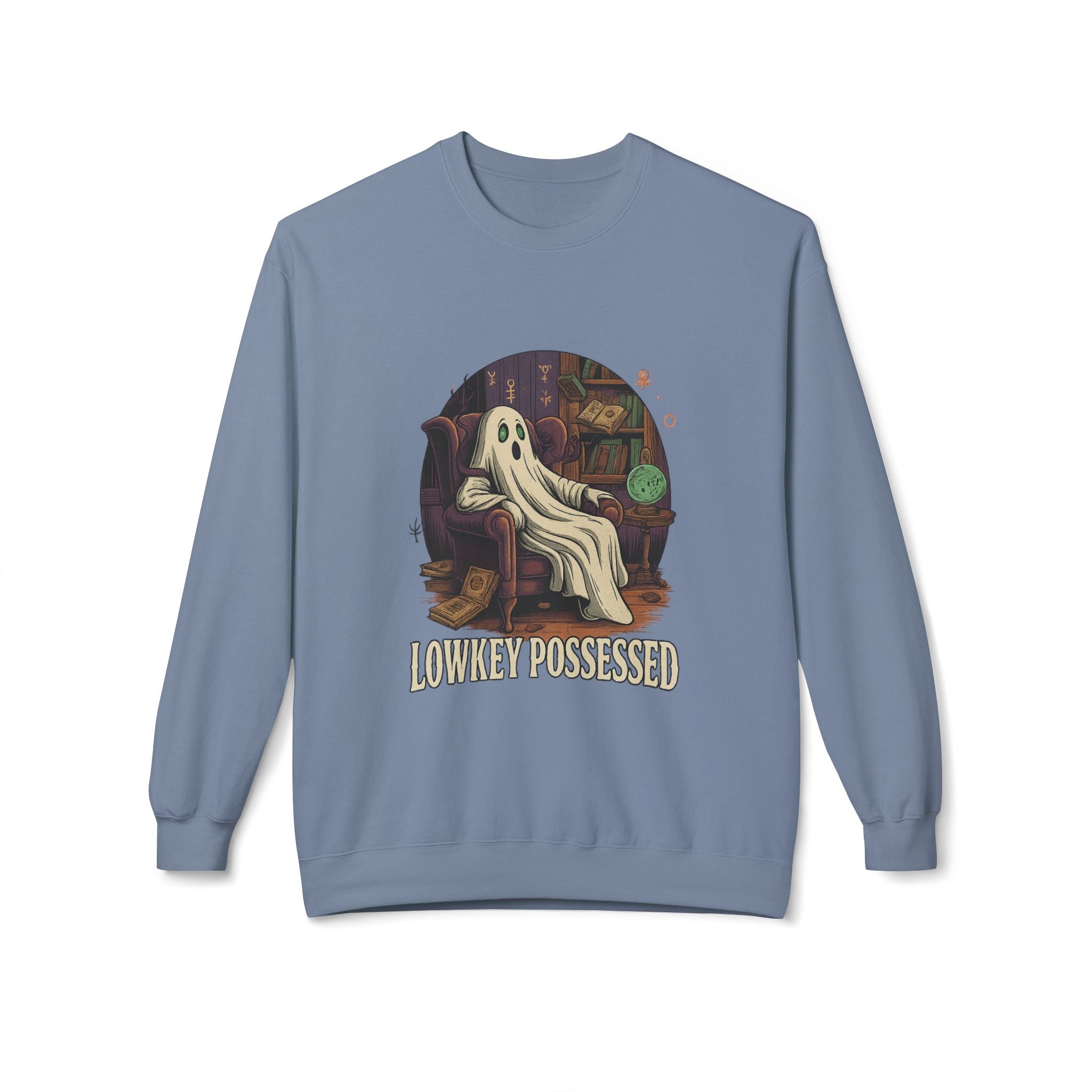 Lowkey Possessed 1 - Crewneck Unisex Sweatshirt - Cozy Halloween Apparel