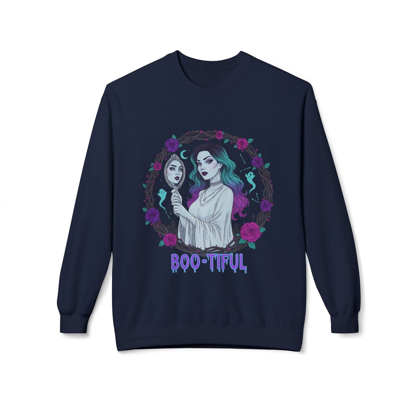 Boo-tiful - Gothic Witch Crewneck Unisex Sweatshirt - Cozy Halloween Apparel