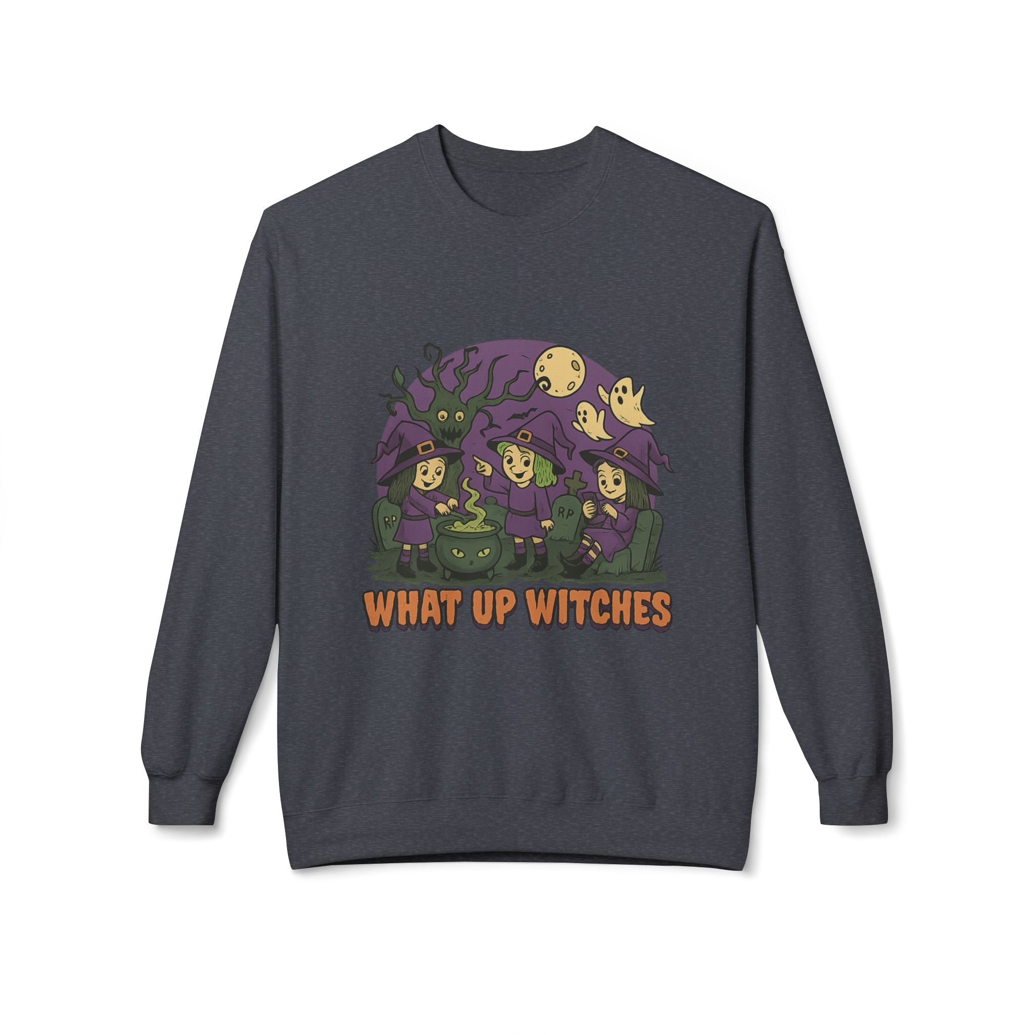 What Up Witches 2.2 - Crewneck Unisex Sweatshirt - Cozy Halloween Apparel