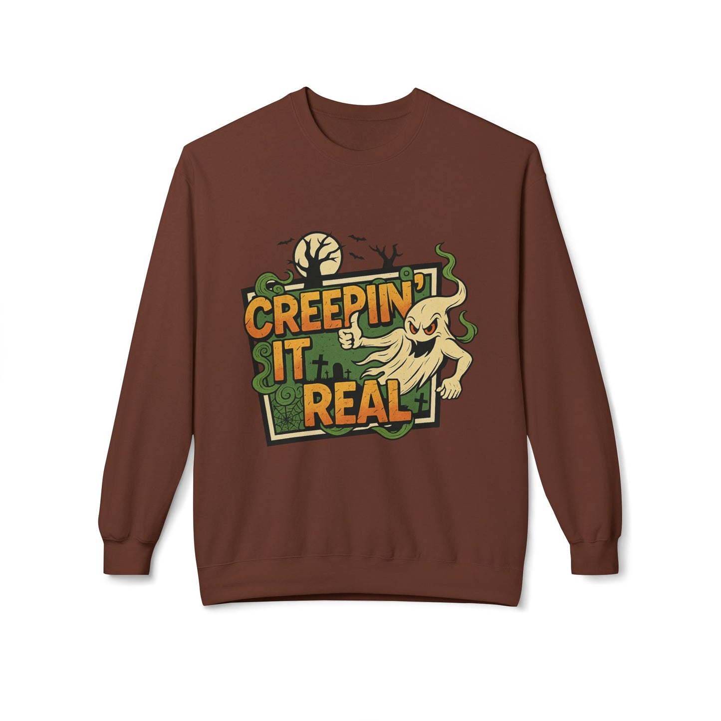Creepin’ It Real 1- Crewneck Unisex Sweatshirt - Cozy Halloween Apparel