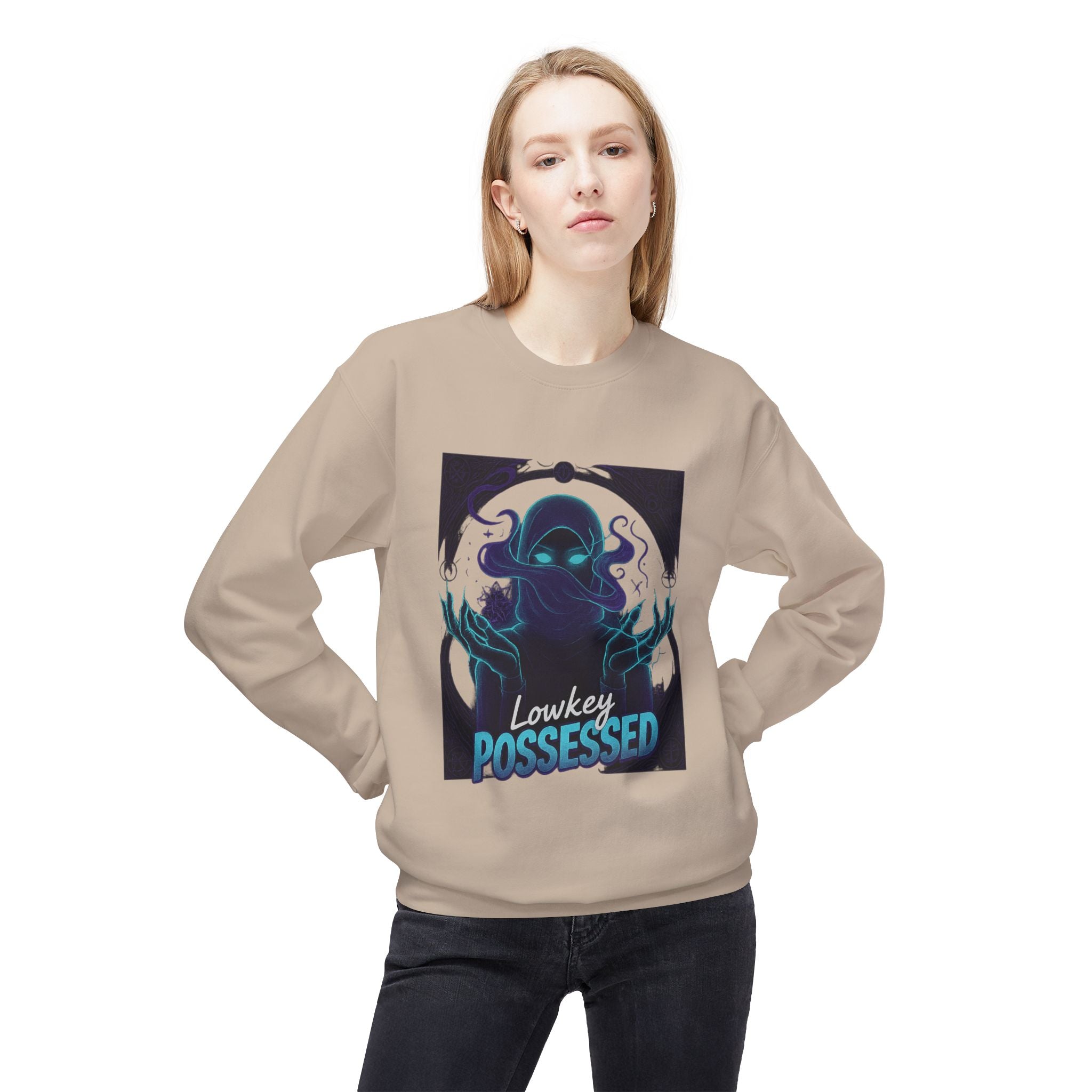 Lowkey Possessed 3 - Crewneck Unisex Sweatshirt - Cozy Halloween Apparel