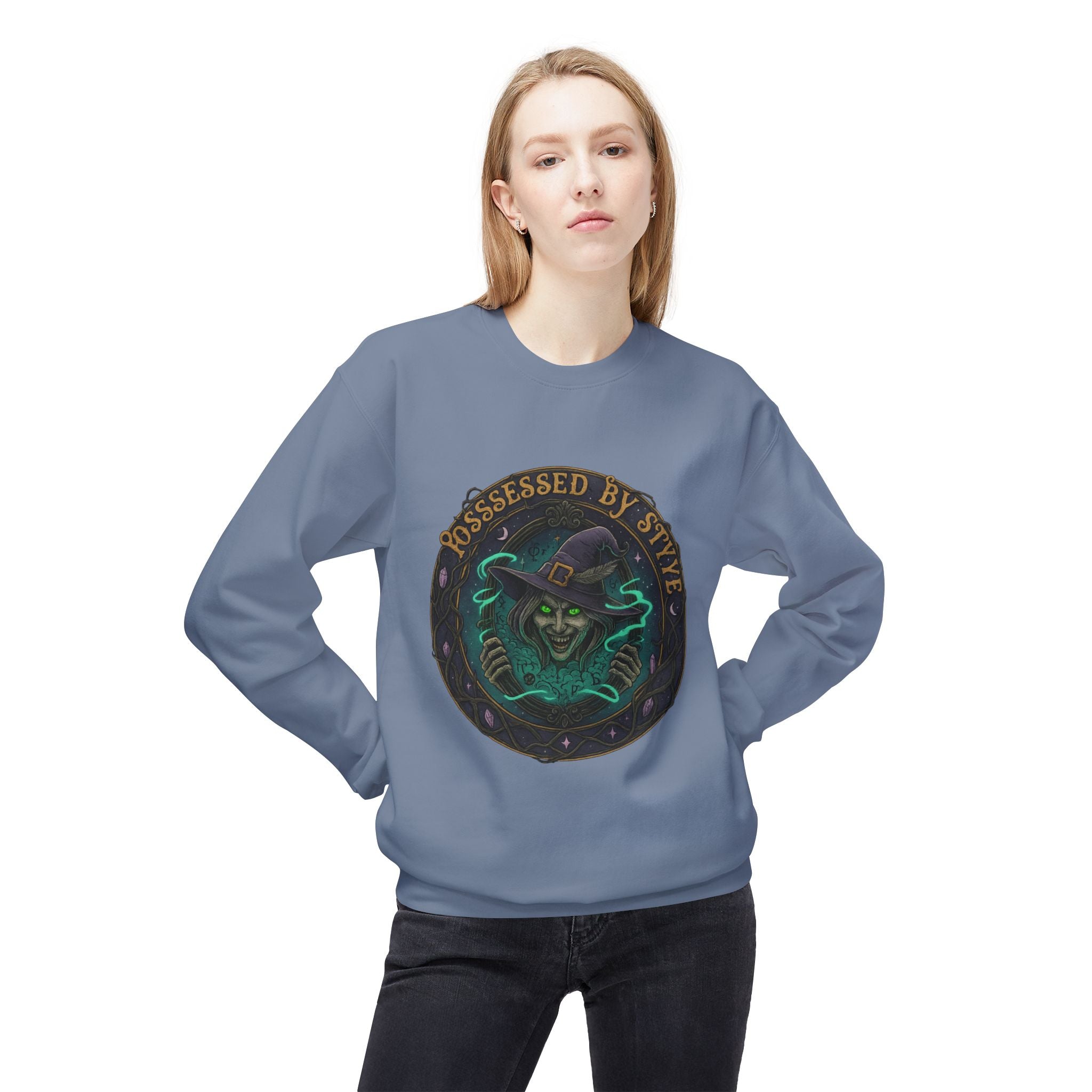 Possessed by Style 3 - Crewneck Unisex Sweatshirt - Cozy Halloween Apparel