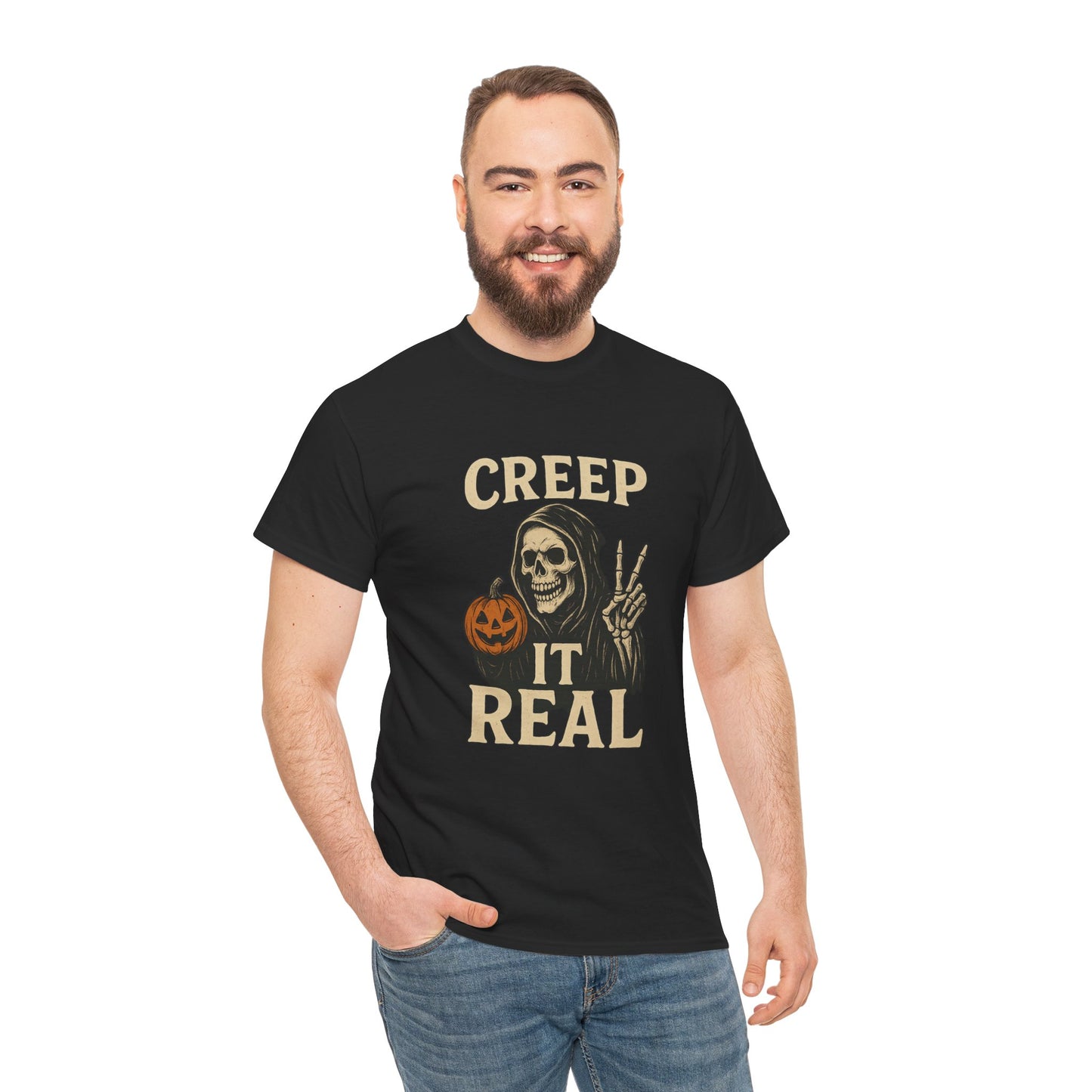 Creep It Real T-Shirt, Halloween Skull Graphic Tee, Unisex Cotton Shirt
