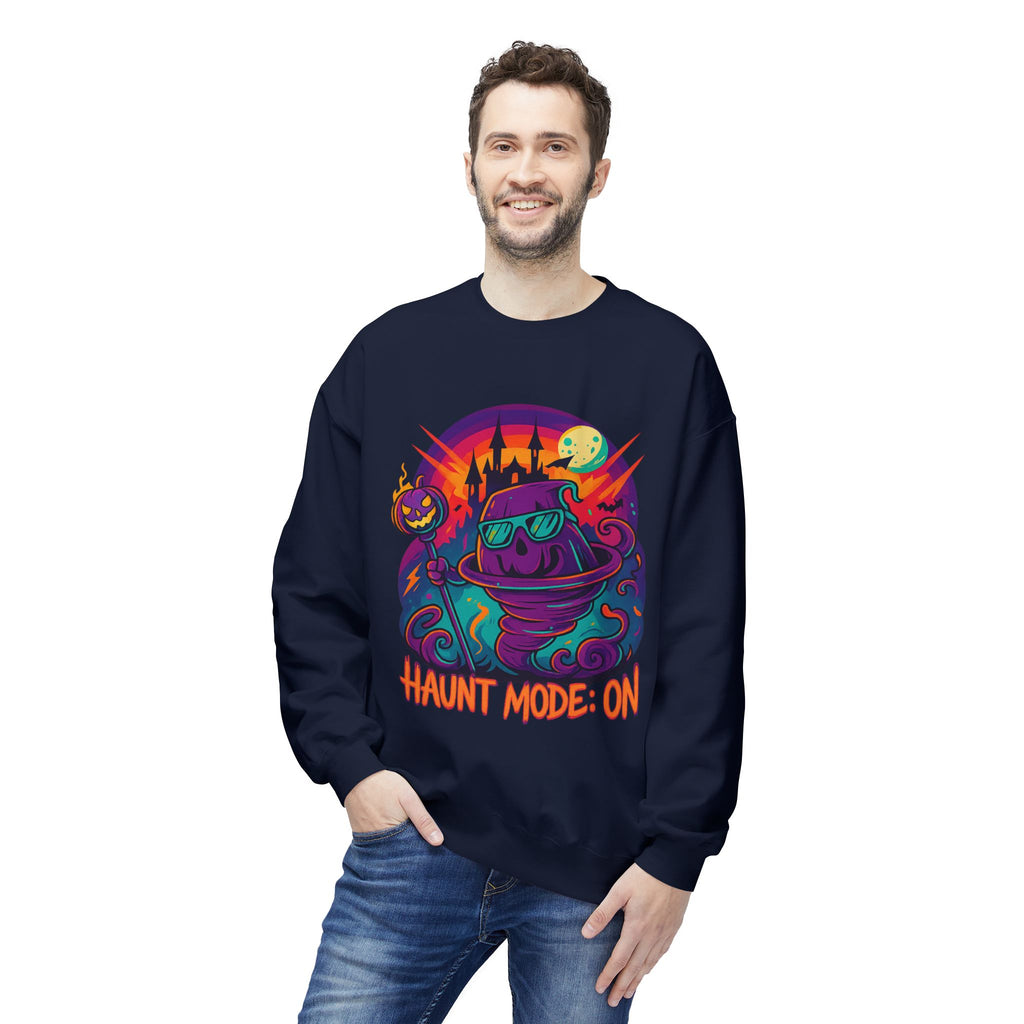 Haunt Mode ON 4 - Crewneck Unisex Sweatshirt - Cozy Halloween Apparel