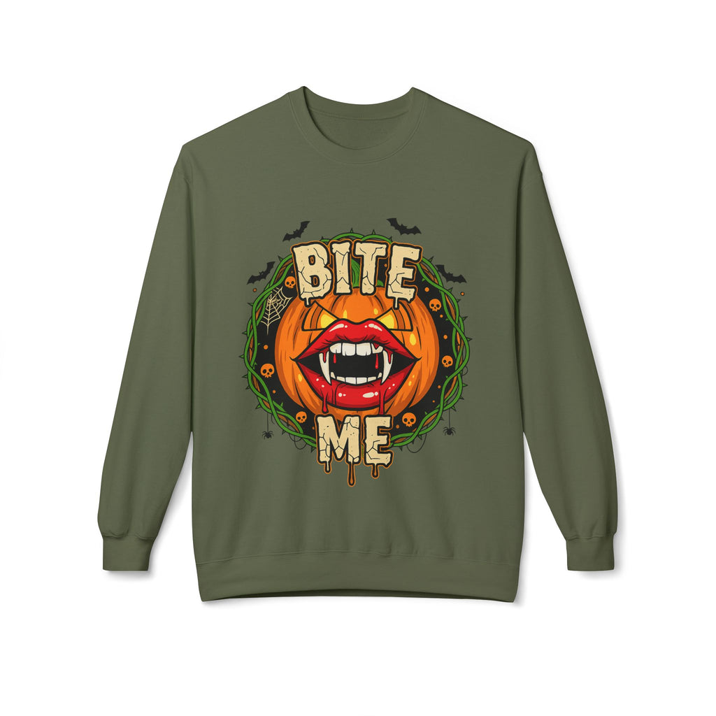 Bite Me 1 - Gothic Witch Crewneck Unisex Sweatshirt - Cozy Halloween Apparel