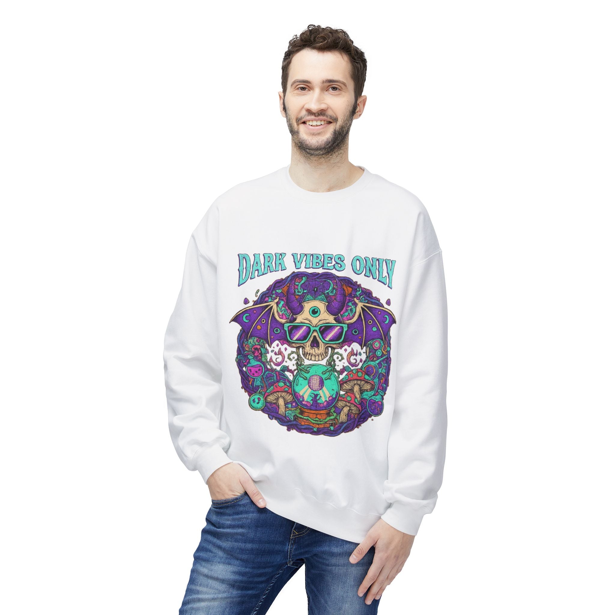 Dark Vibes Only 2 - Crewneck Unisex Sweatshirt - Cozy Halloween Apparel