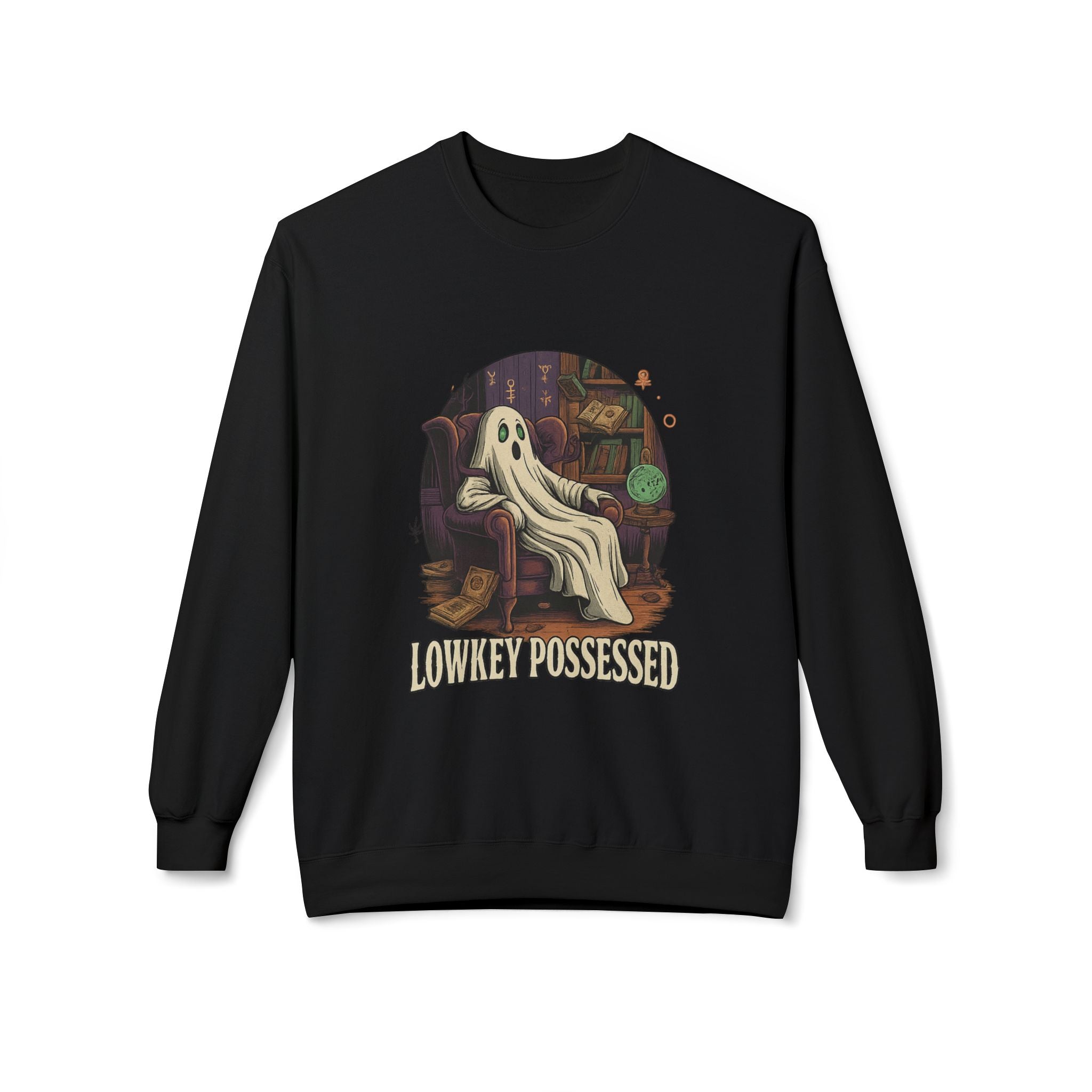 Lowkey Possessed 1 - Crewneck Unisex Sweatshirt - Cozy Halloween Apparel