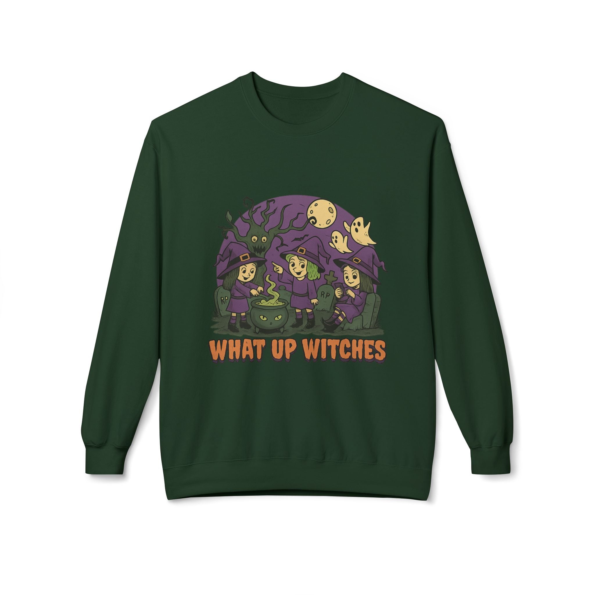 What Up Witches 2.2 - Crewneck Unisex Sweatshirt - Cozy Halloween Apparel