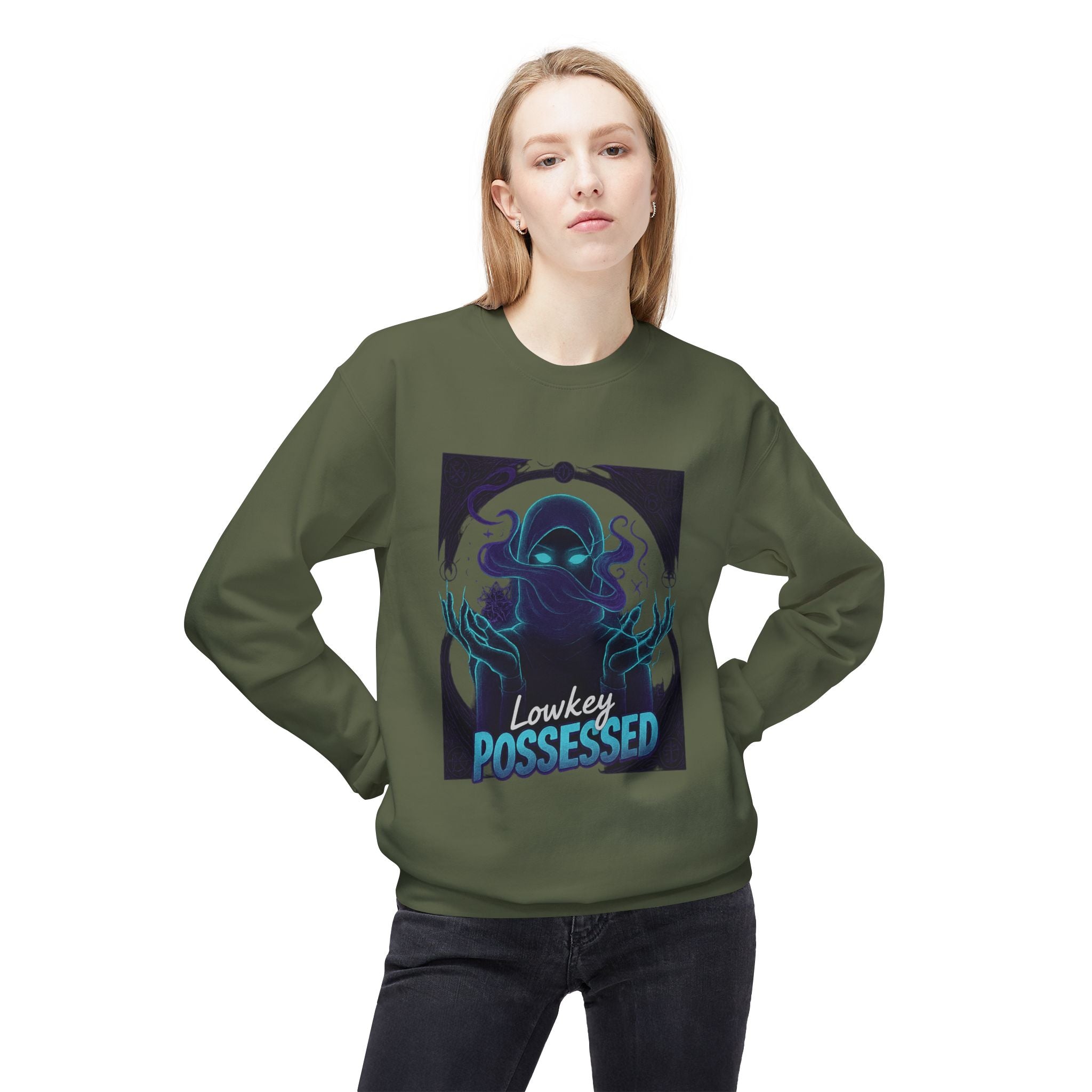 Lowkey Possessed 3 - Crewneck Unisex Sweatshirt - Cozy Halloween Apparel