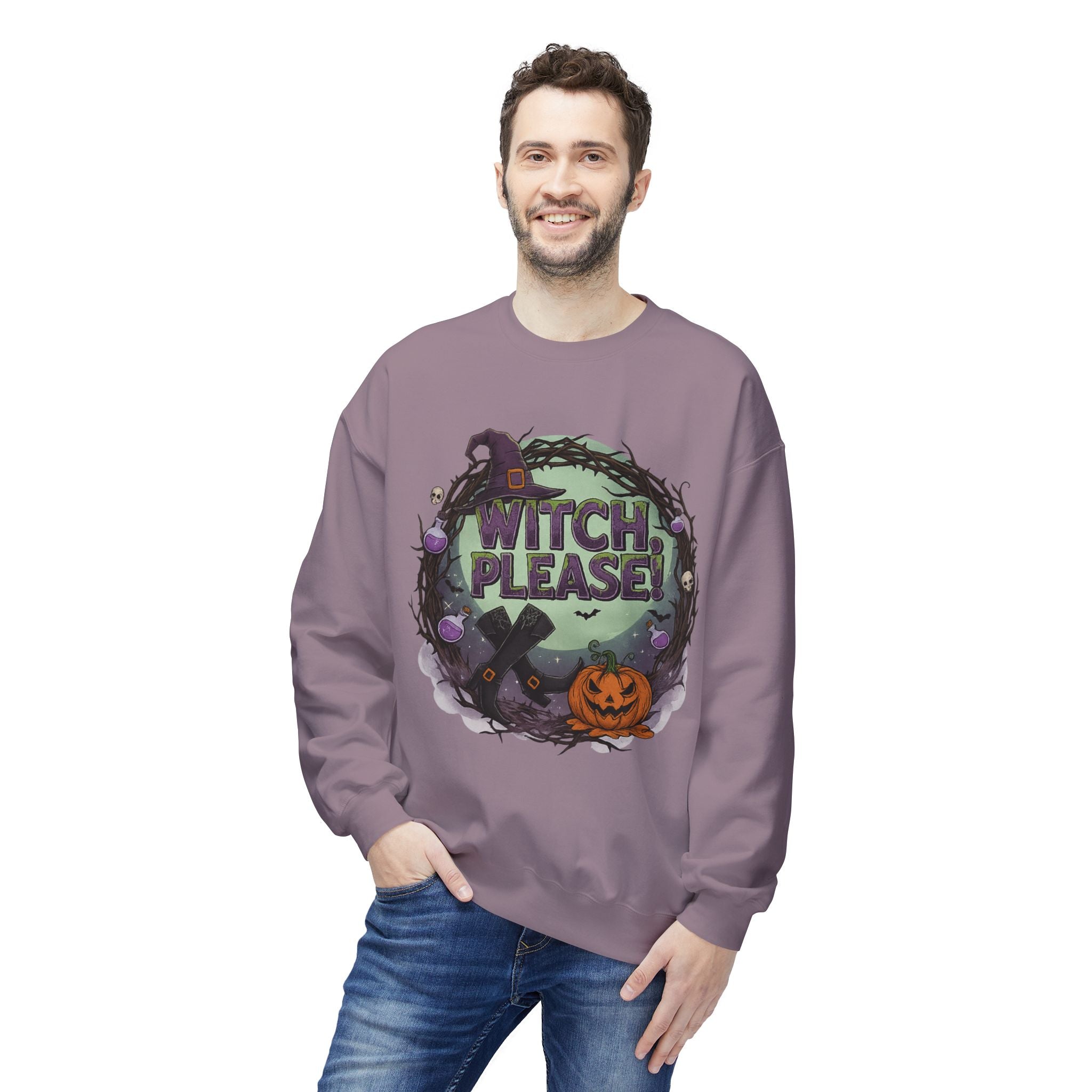 Witch, Please! 1 - Crewneck Unisex Sweatshirt - Cozy Halloween Apparel