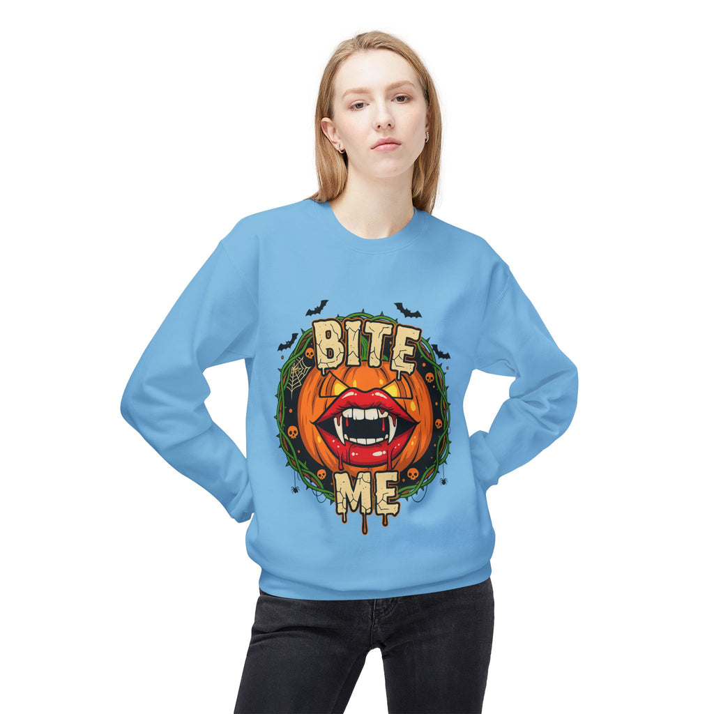 Bite Me 1 - Gothic Witch Crewneck Unisex Sweatshirt - Cozy Halloween Apparel