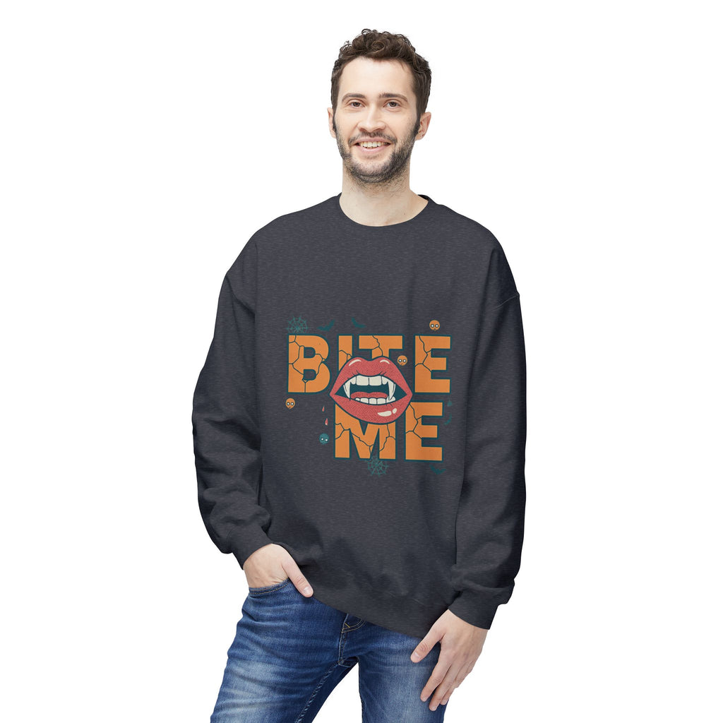 Bite Me 1- Crewneck Unisex Sweatshirt - Cozy Halloween Apparel