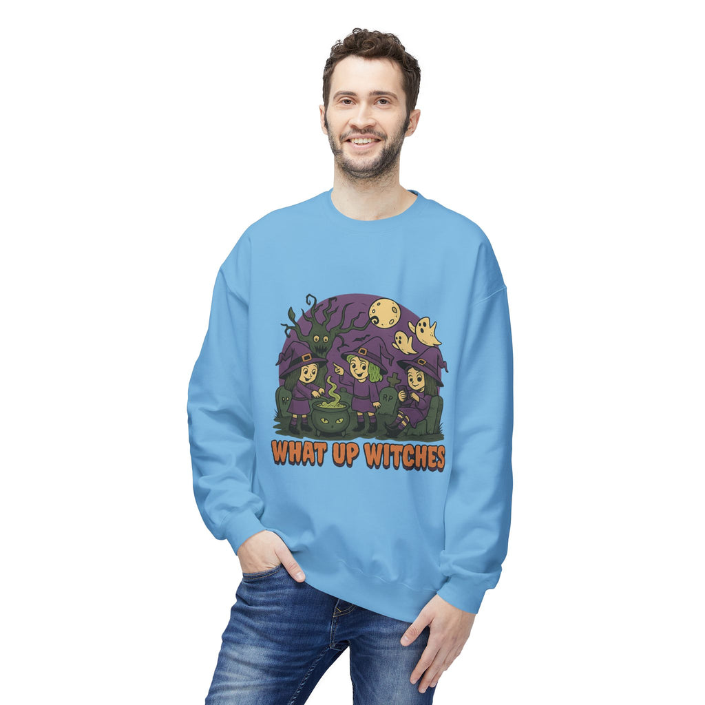 What Up Witches 2.2 - Crewneck Unisex Sweatshirt - Cozy Halloween Apparel