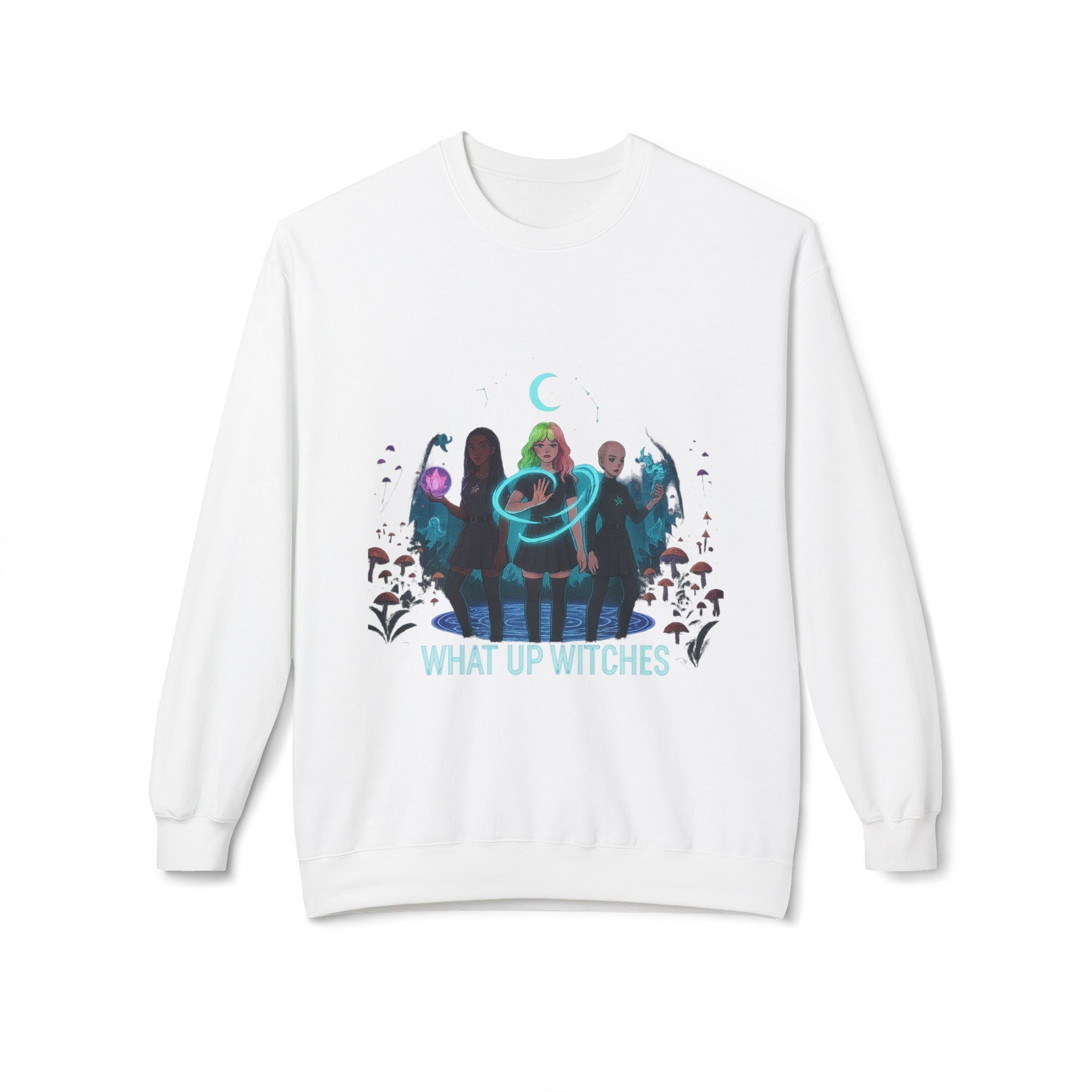 What Up Witches 3 - Crewneck Unisex Sweatshirt - Cozy Halloween Apparel