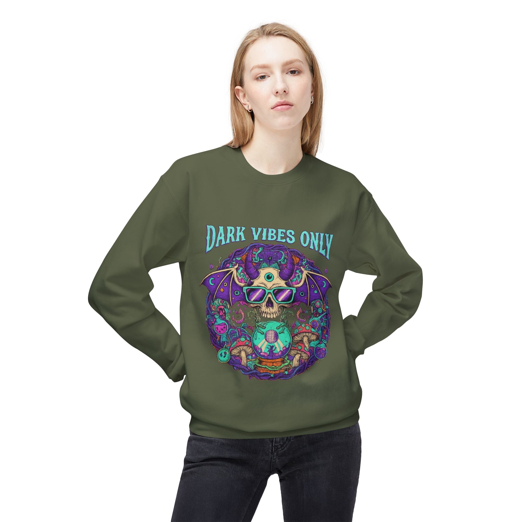 Dark Vibes Only 2 - Crewneck Unisex Sweatshirt - Cozy Halloween Apparel