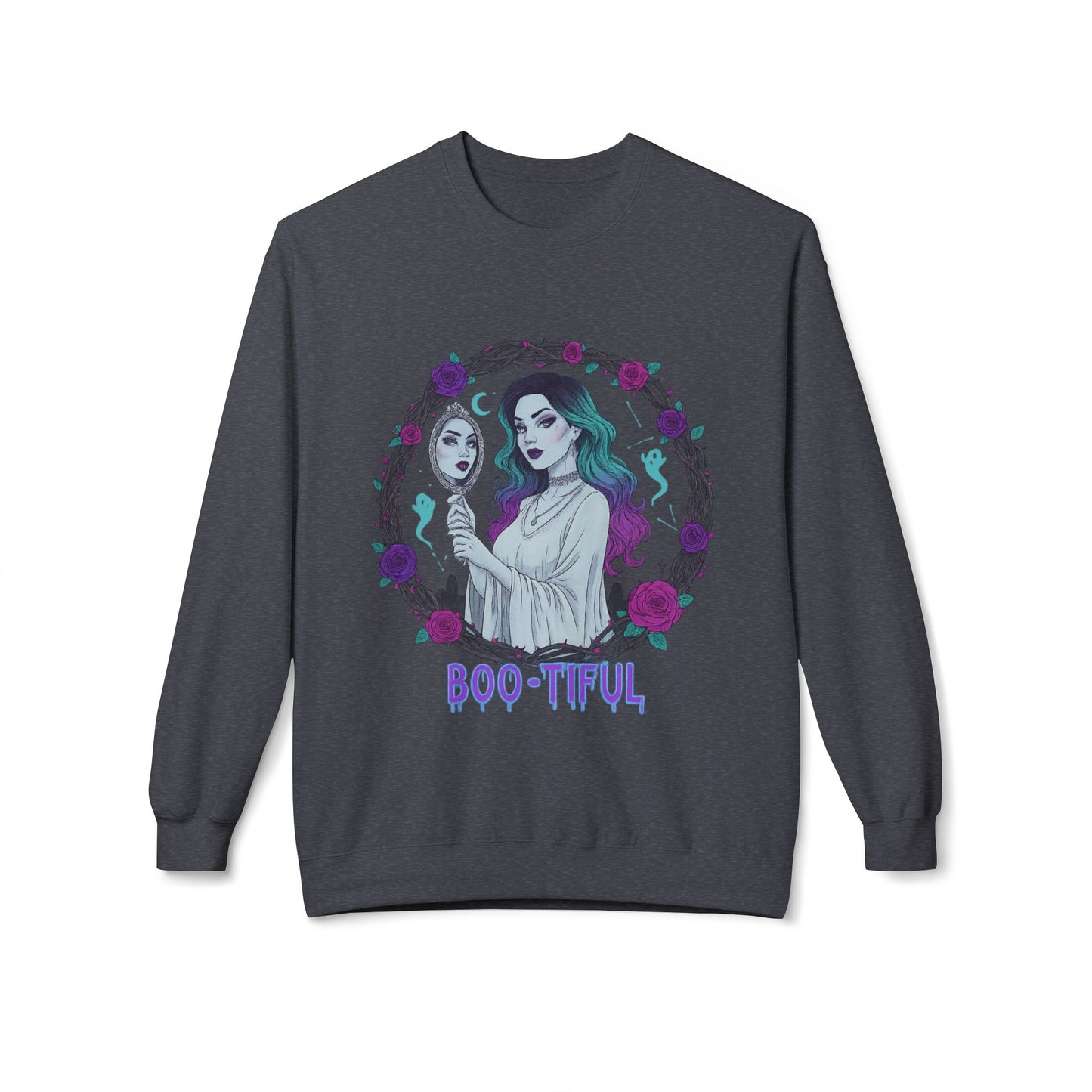 Boo-tiful - Gothic Witch Crewneck Unisex Sweatshirt - Cozy Halloween Apparel