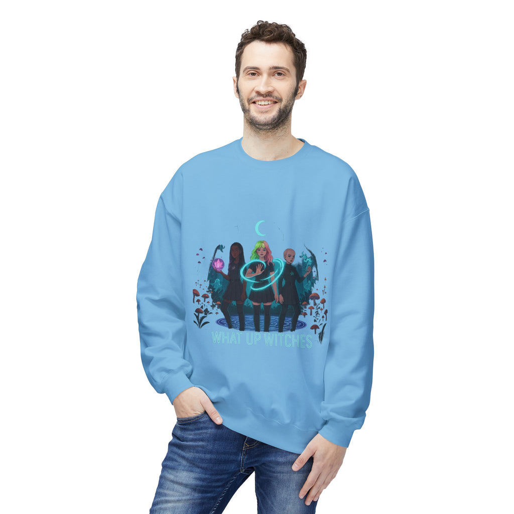 What Up Witches 3 - Crewneck Unisex Sweatshirt - Cozy Halloween Apparel