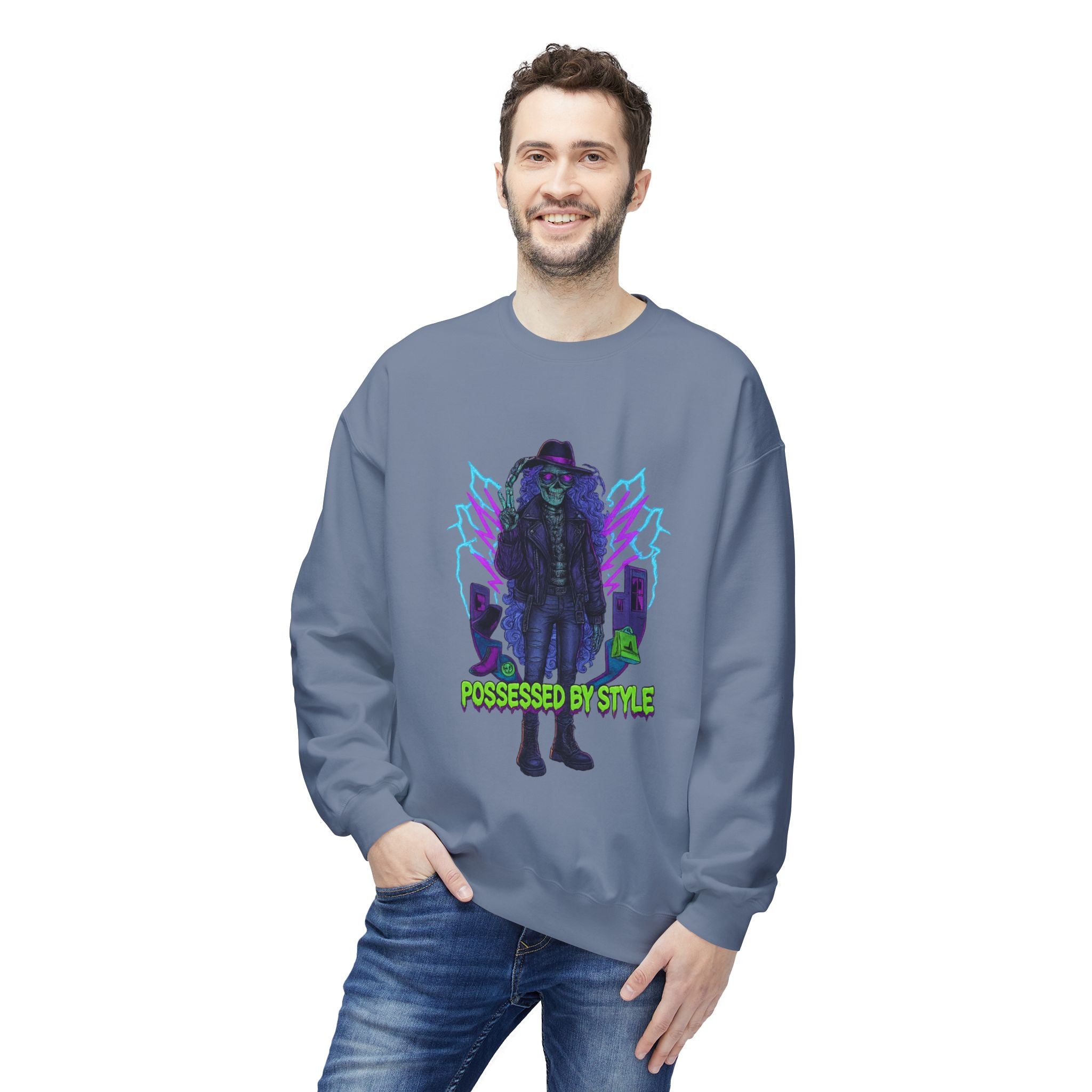 Possessed by Style 1 - Crewneck Unisex Sweatshirt - Cozy Halloween Apparel