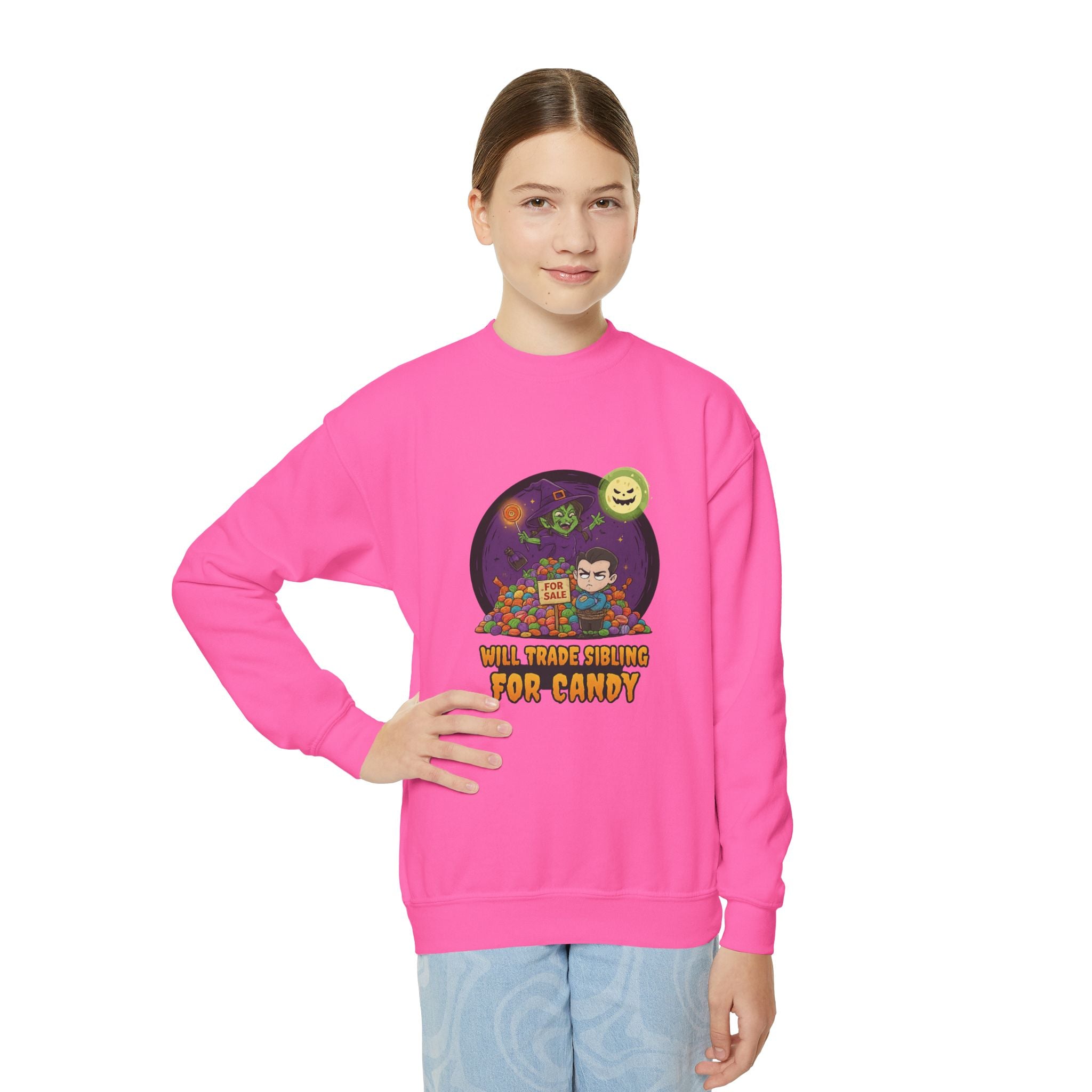 Will Trade Sibling for Candy 2, Fun Halloween Sweatshirt, Cute Kids Sweatshirt