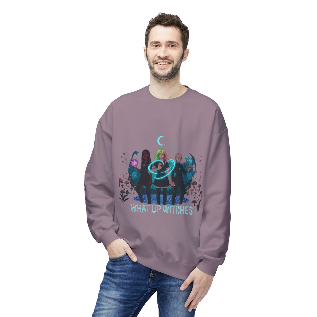 What Up Witches 3 - Crewneck Unisex Sweatshirt - Cozy Halloween Apparel