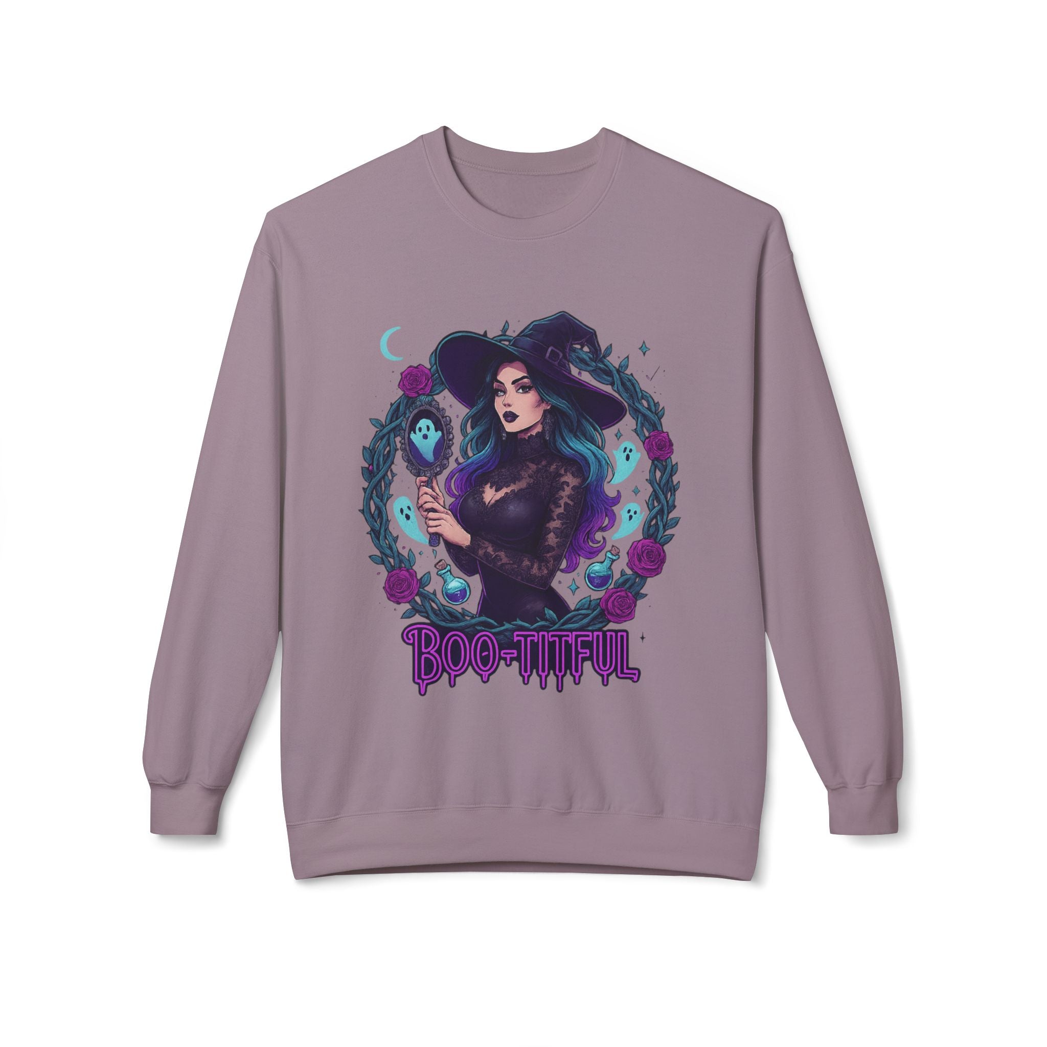 Boo-tiful - Gothic Witch Crewneck Unisex Sweatshirt - Cozy Halloween Apparel
